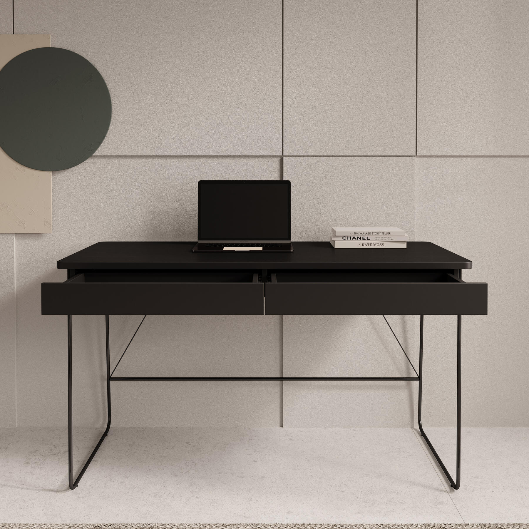 Meubella Bureau Medea - Zwart - 135 cm