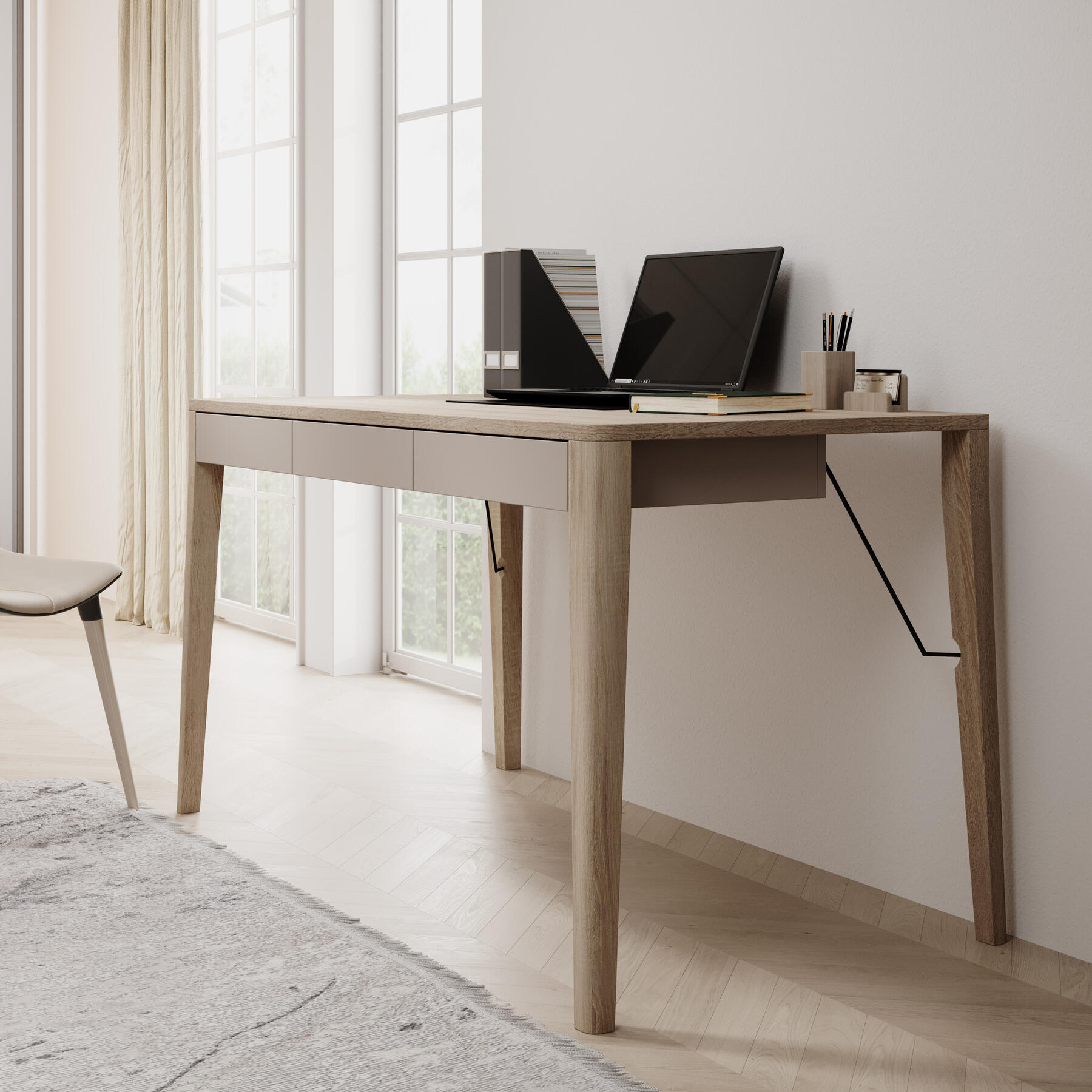 Meubella Bureau Mazar - Licht eiken - 139 cm