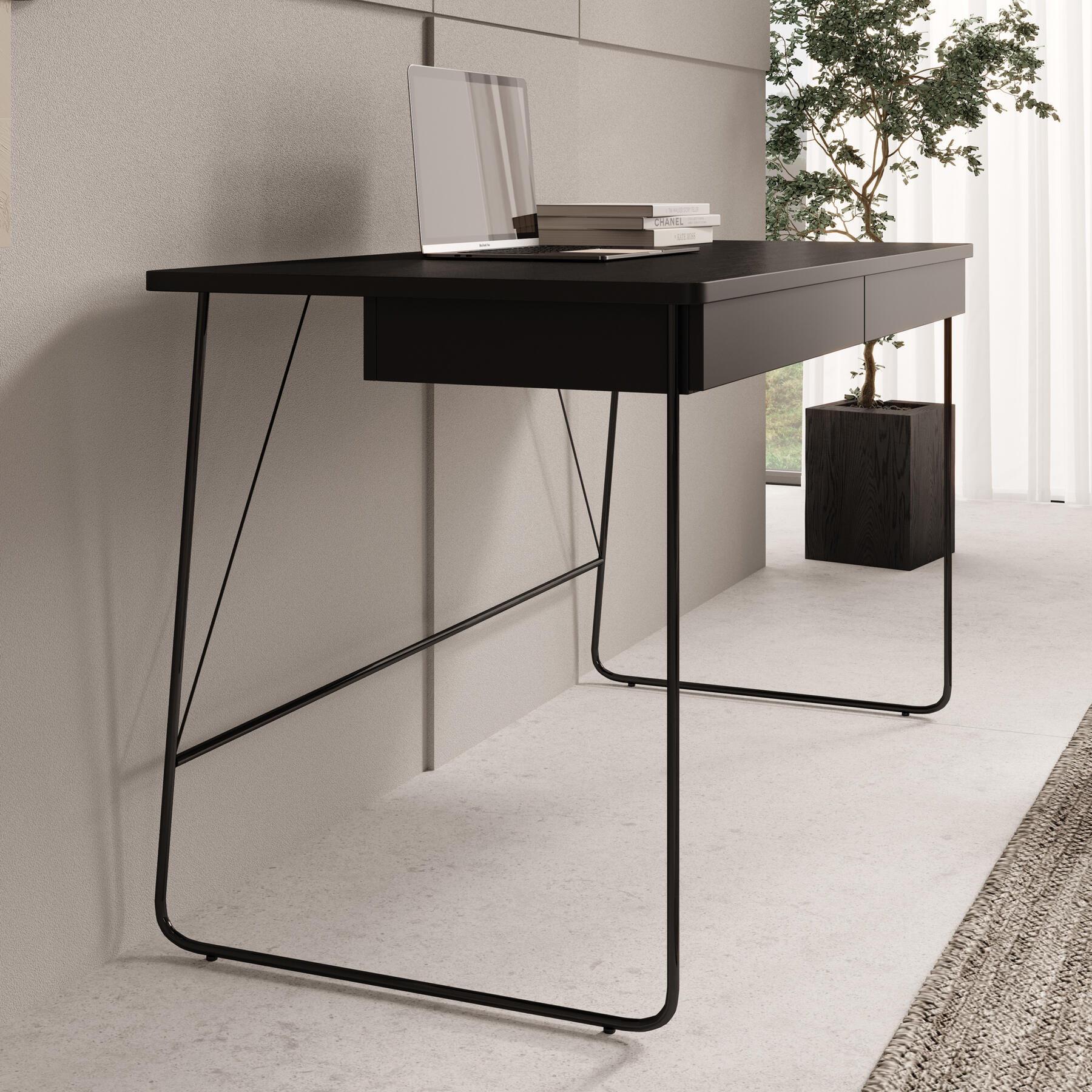 Meubella Bureau Medea - Zwart - 135 cm