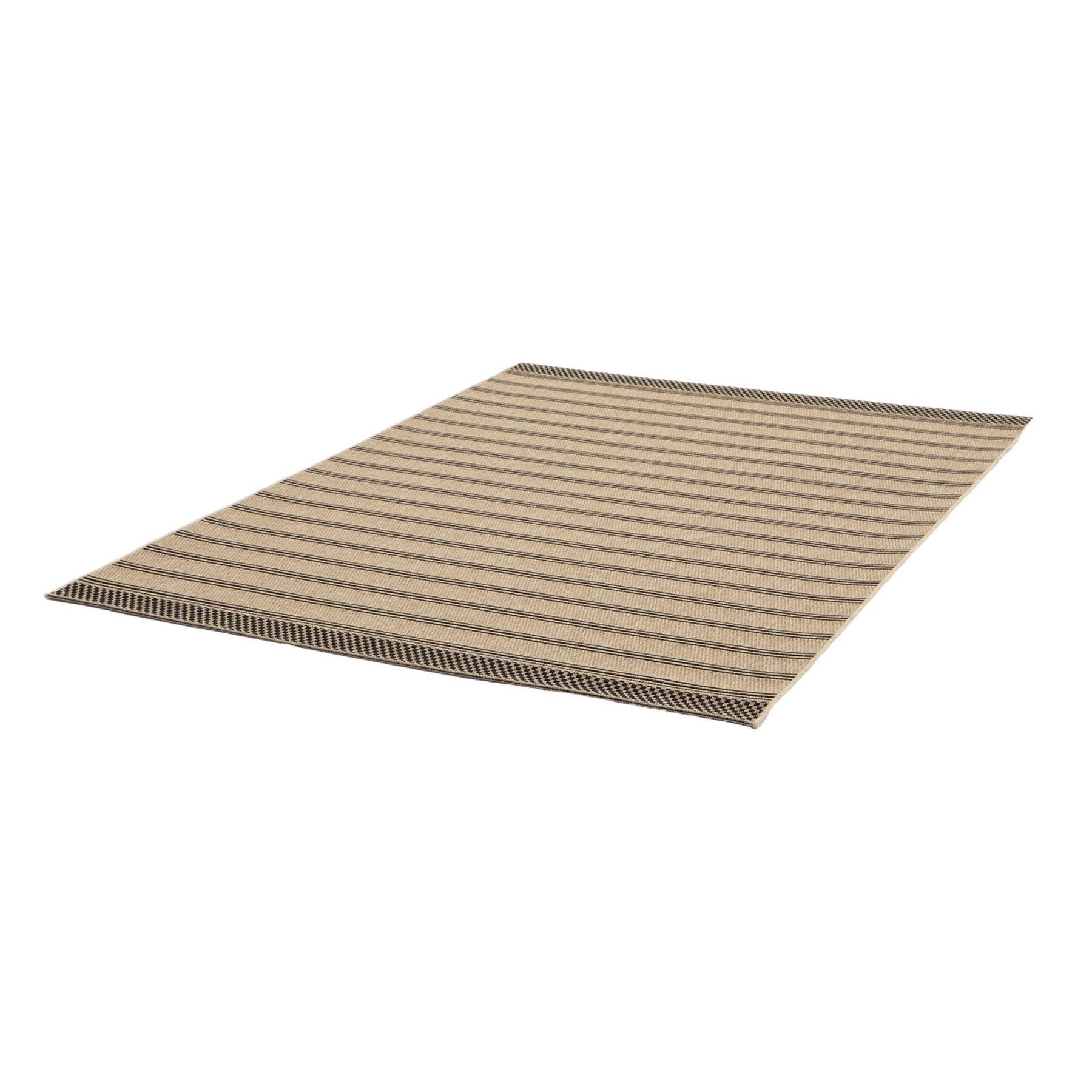 sweeek - Beige interieur|exterieur tapijt met zwarte strepen en