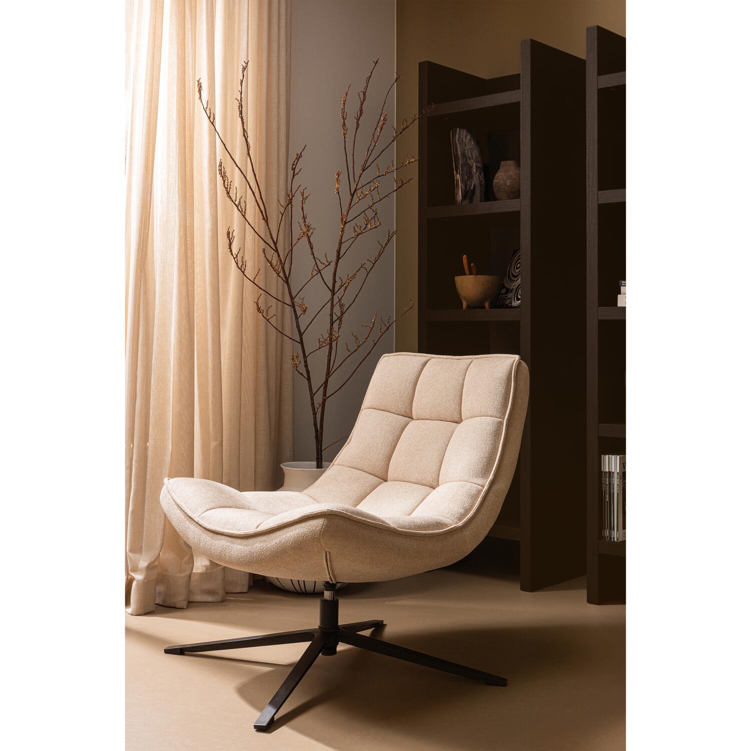 WOOOD Maudi Draaifauteuil - Polyester - Naturel - 84x74x86