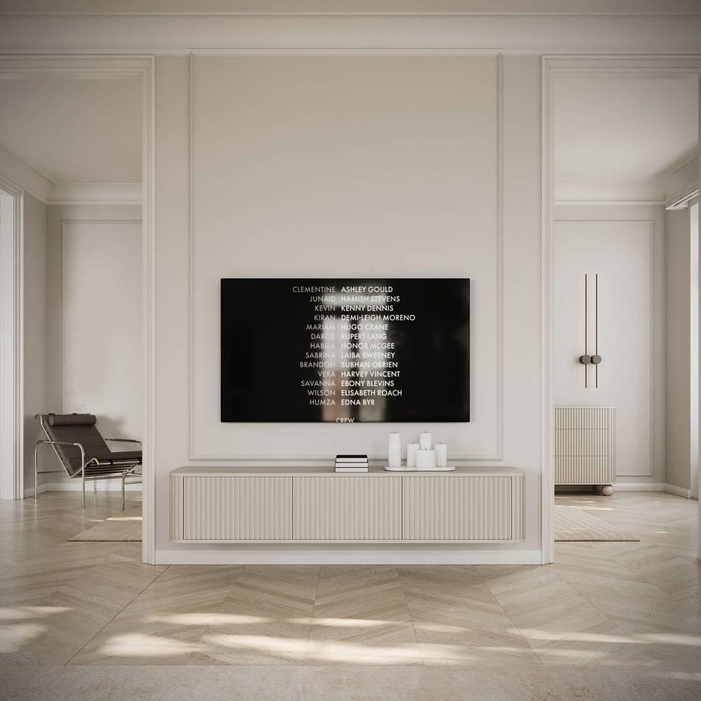 NADUVI Collection Ovarlo hangend tv-meubel met groeven, driedeurs, 163