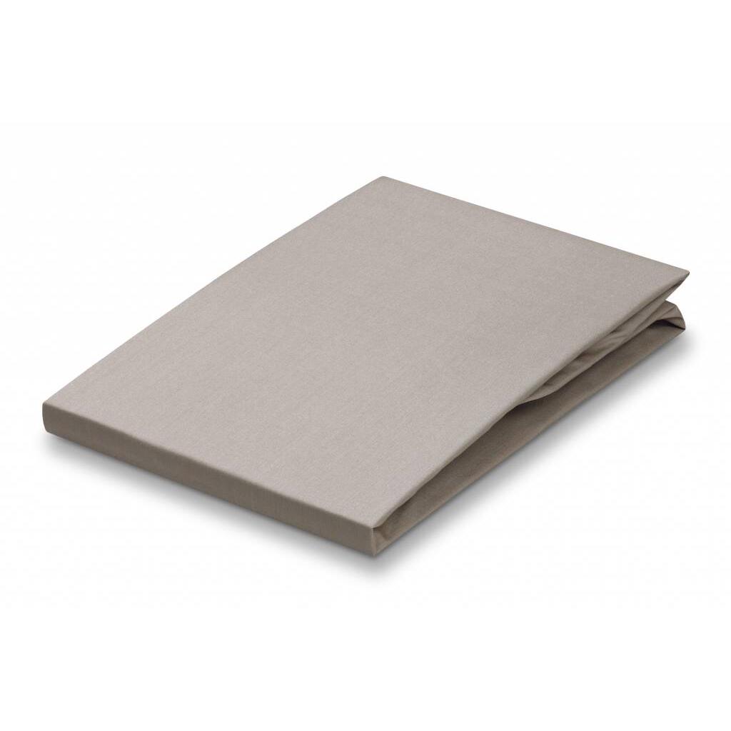 Percale Hoeslaken Stone | 140 cm x 220 cm | Grijs | Beige | Katoen