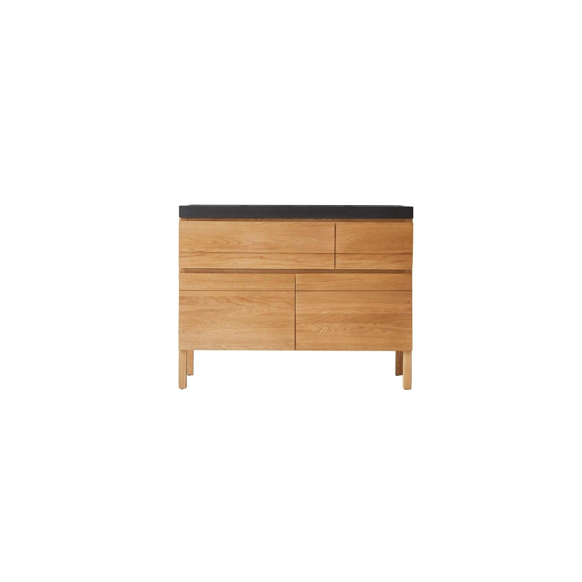 Tikamoon - Massief eikenhouten en lavastenen badkamermeubel 120 cm