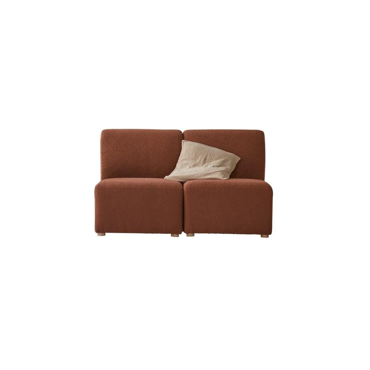 Tikamoon - Modulaire 2-zitsbank van massief acacia en terracotta stof