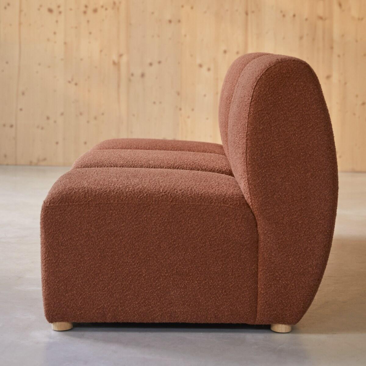 Tikamoon - Modulaire 2-zitsbank van massief acacia en terracotta stof