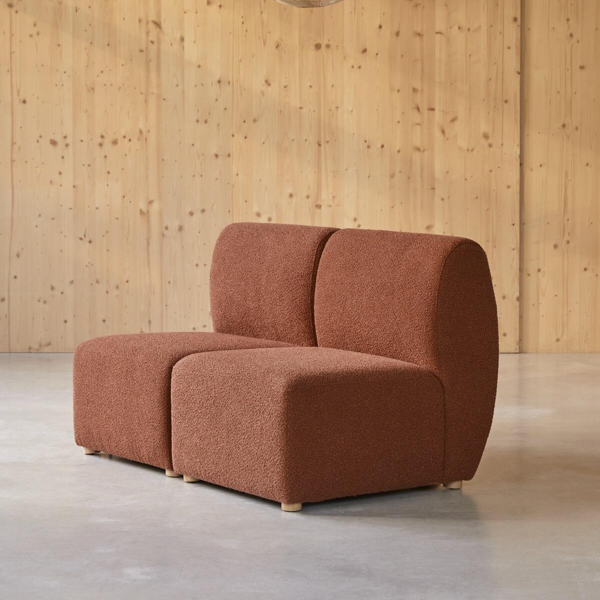 Tikamoon - Modulaire 2-zitsbank van massief acacia en terracotta stof
