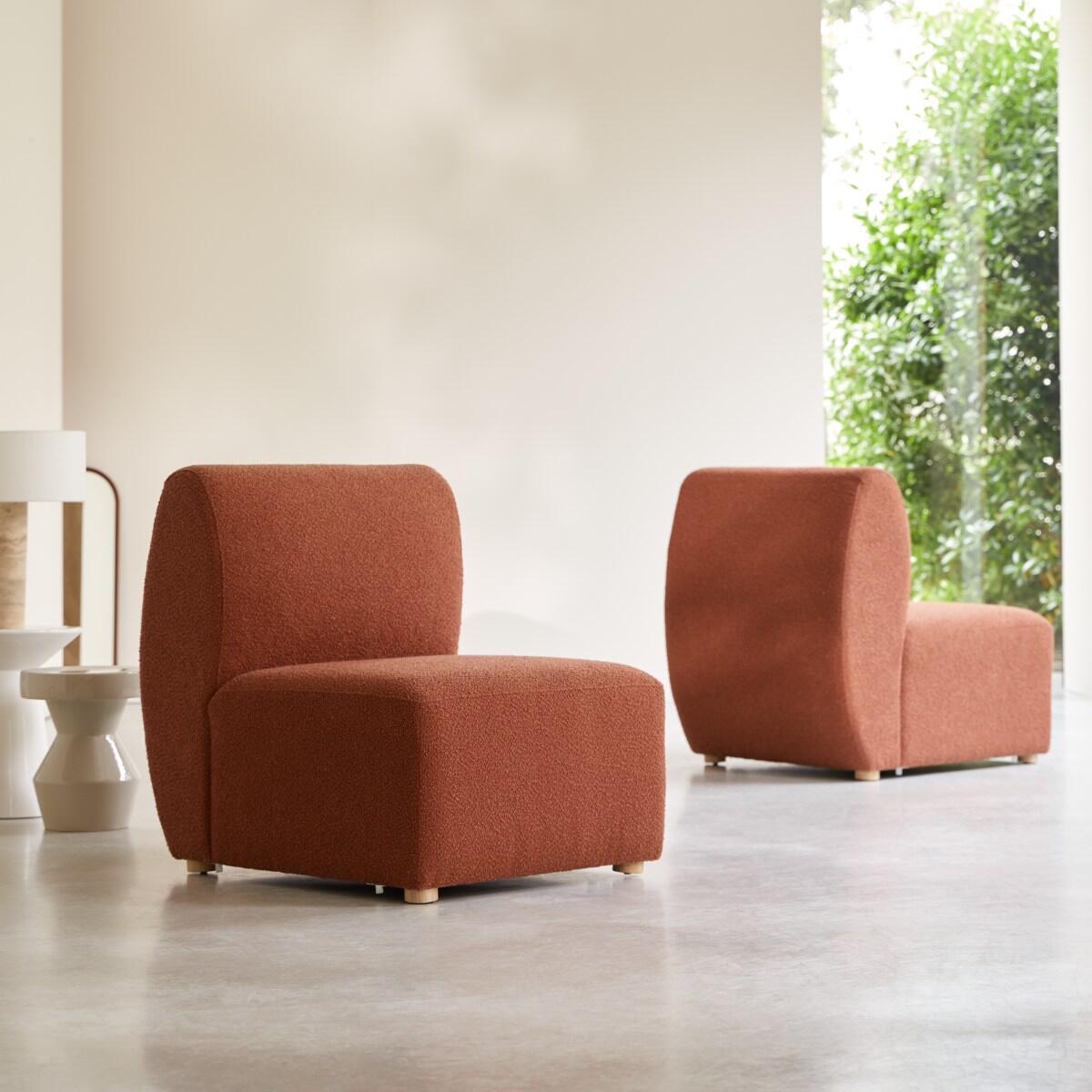 Tikamoon - Modulaire 2-zitsbank van massief acacia en terracotta stof