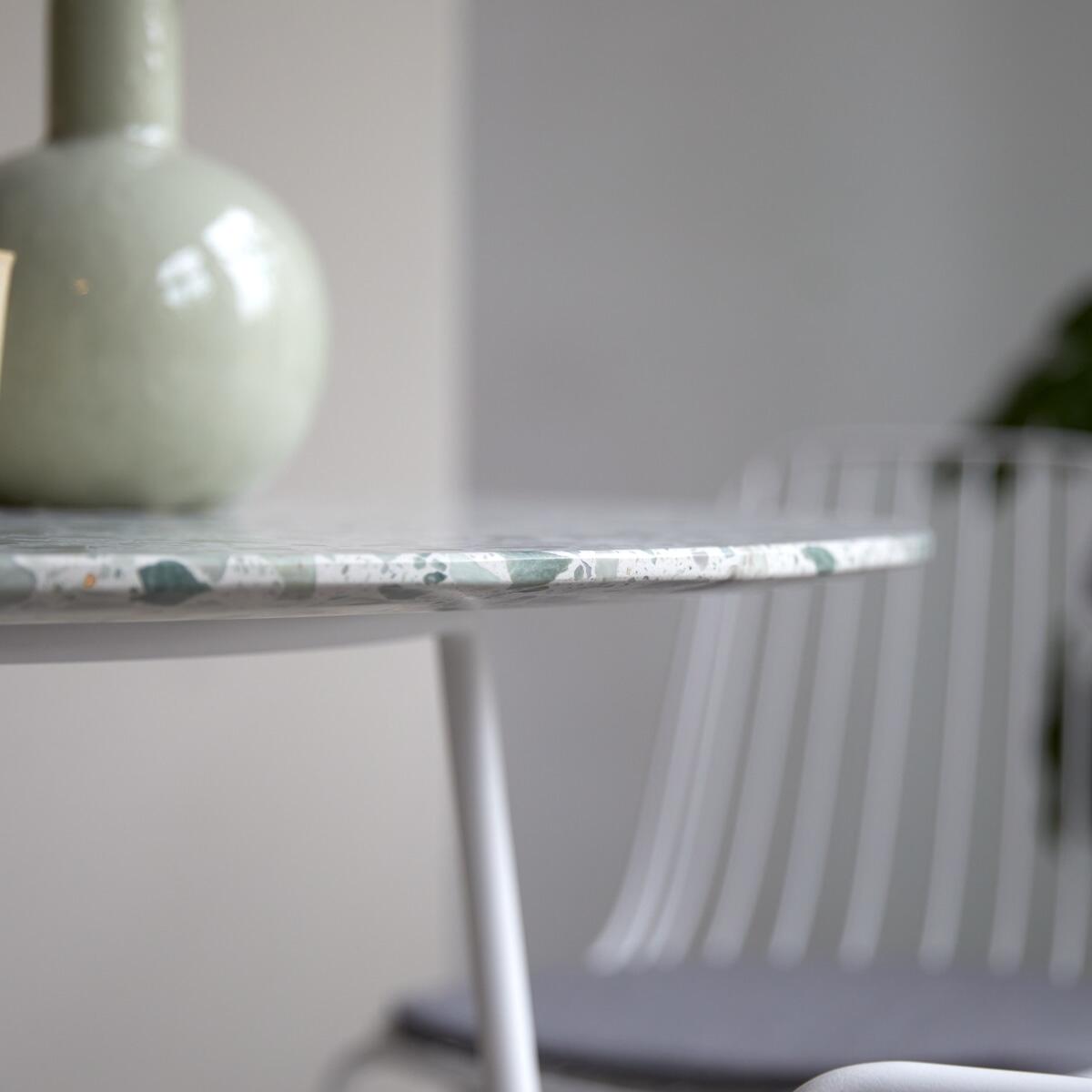 Tikamoon - Ronde tafel in premium terrazzo en groen metaal 4 pers.