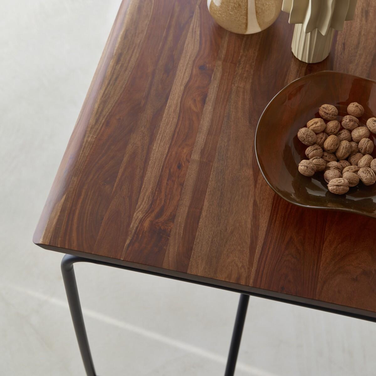 Tikamoon - Hoge tafel van massief palissander en metaal voor 4 pers.