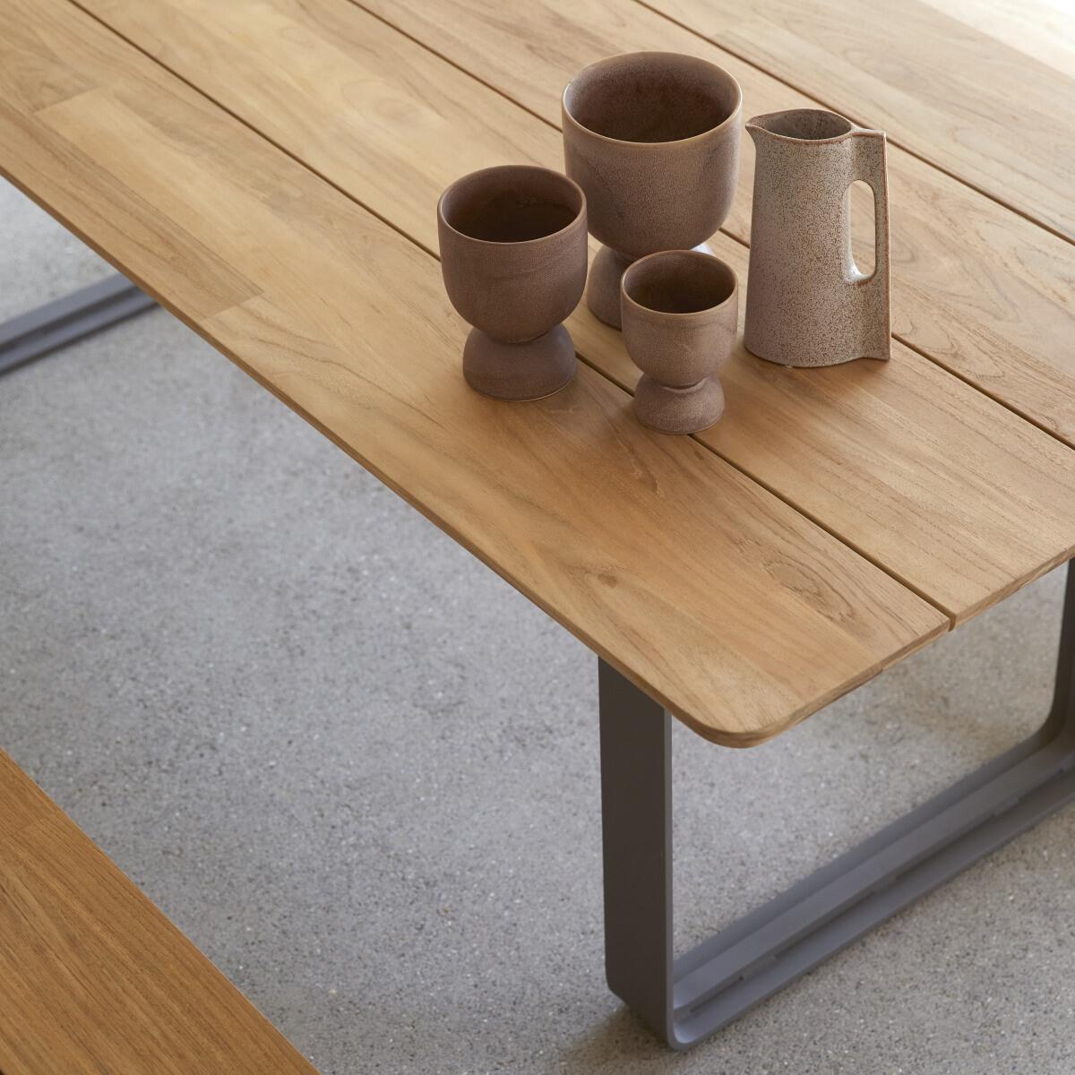 Tikamoon - Tafel van massief gerecycled teakhout aluminium 6|8 pers.