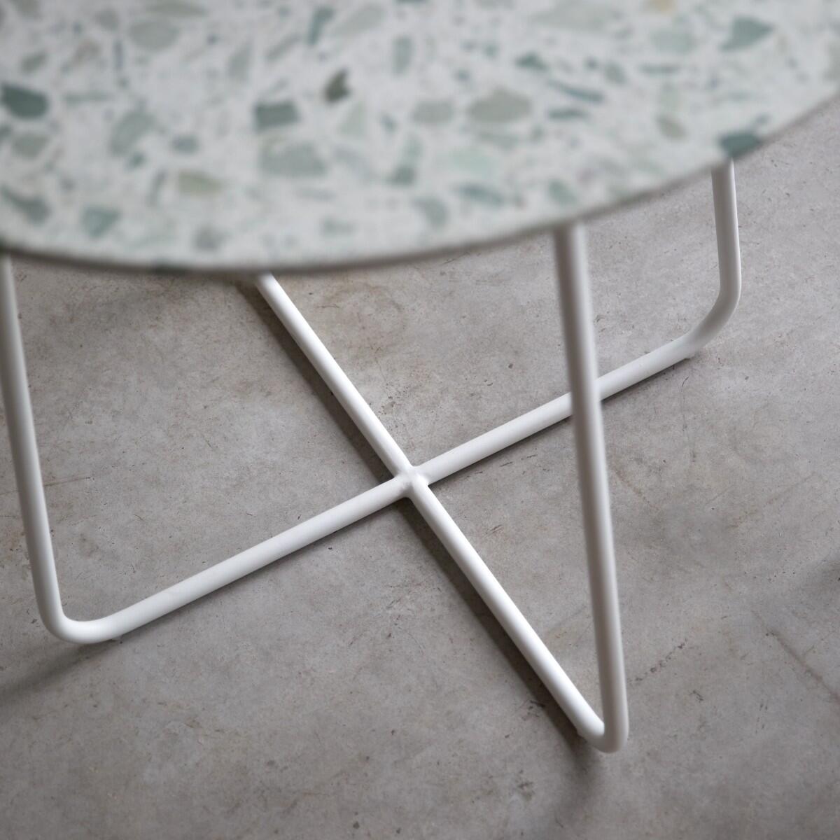 Tikamoon - Ronde tafel in premium terrazzo en groen metaal 4 pers.