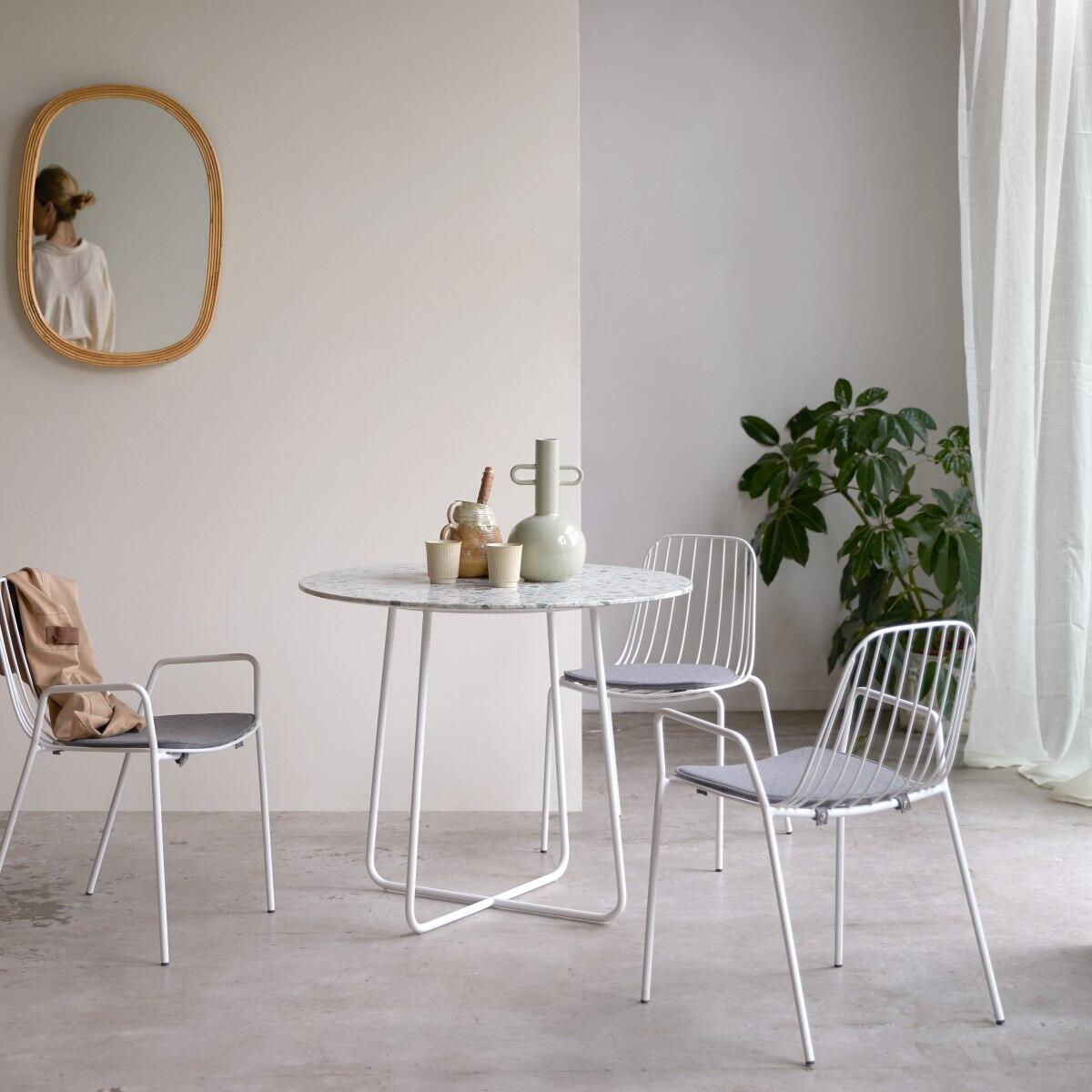 Tikamoon - Ronde tafel in premium terrazzo en groen metaal 4 pers.