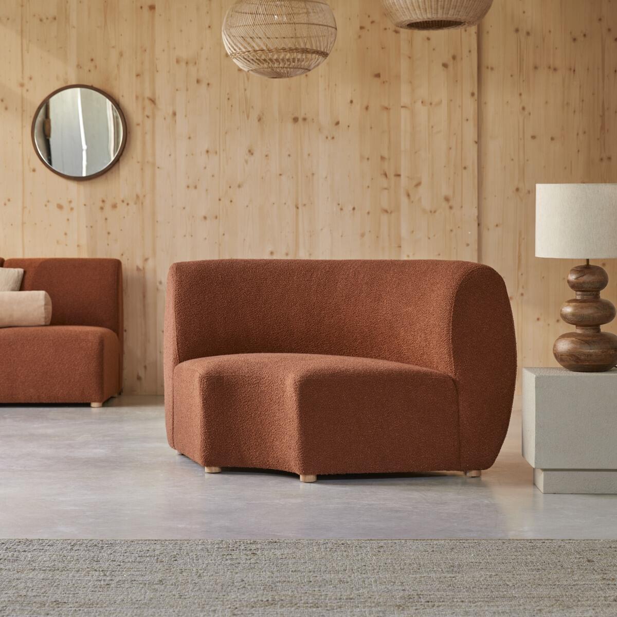 Tikamoon - Modulaire fauteuil van massief acaciahout terracotta stof