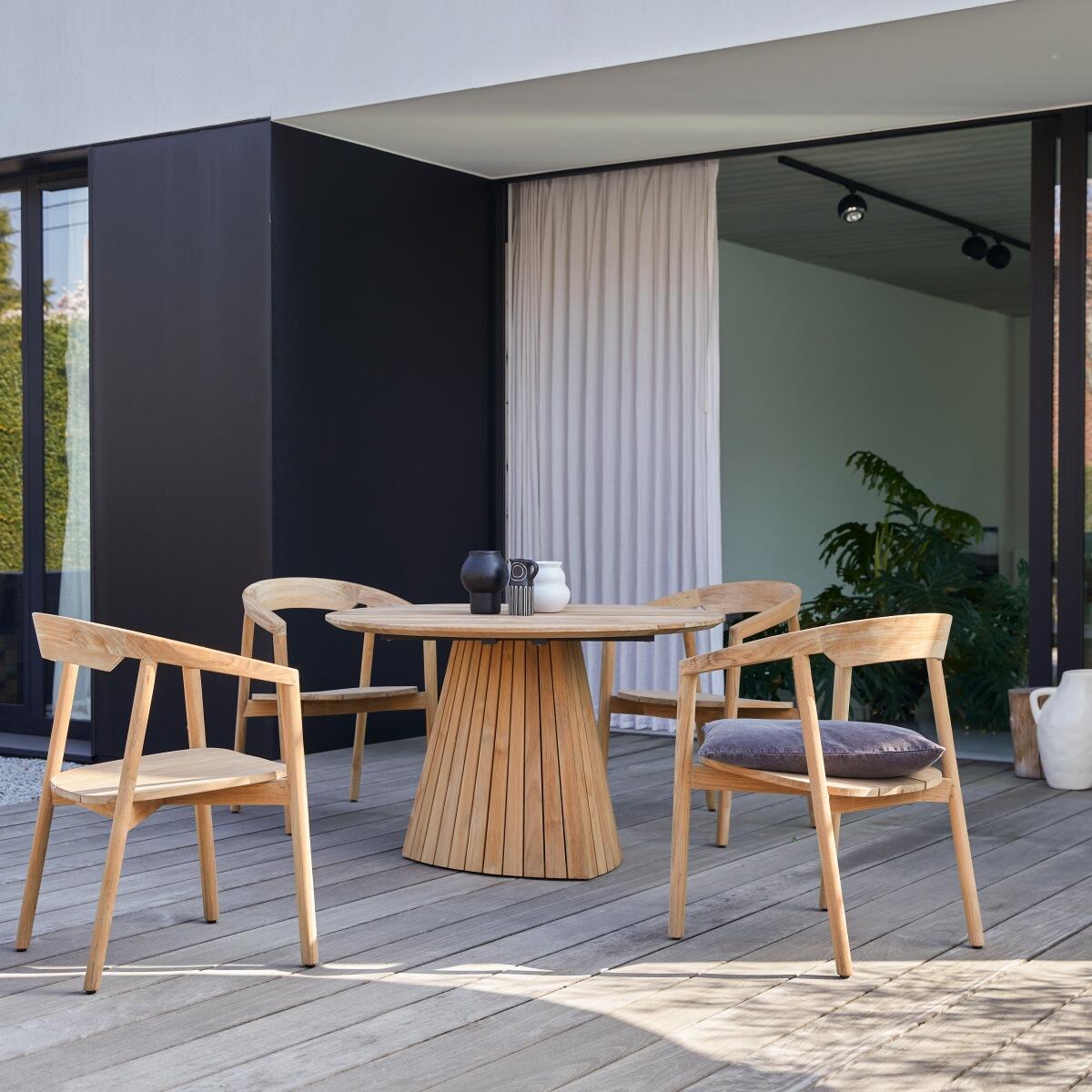 Tikamoon - Ronde tuintafel van massief teakhout voor 6 personen