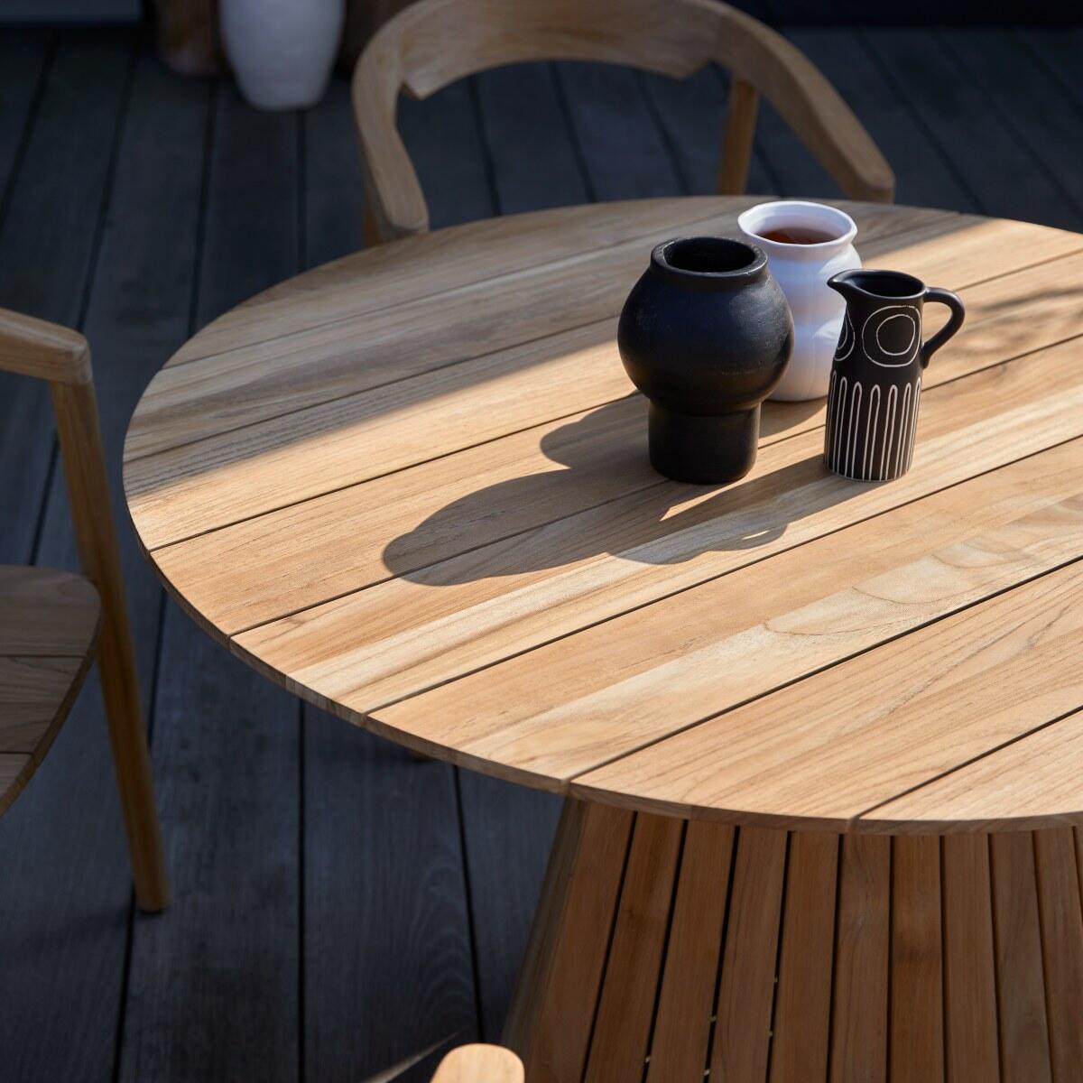 Tikamoon - Ronde tuintafel van massief teakhout voor 6 personen