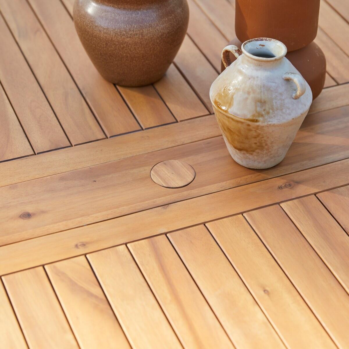 Tikamoon - Rechthoekige tuintafel massief acaciahout met verlengblad