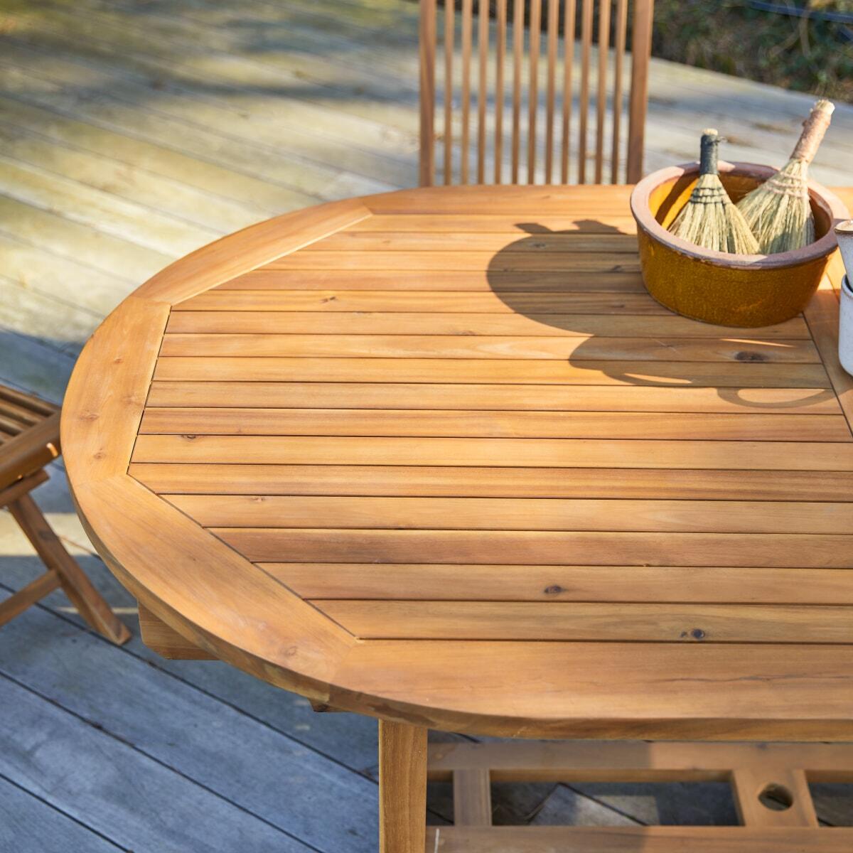 Tikamoon - Uitschuifbare eettafel van massief acaciahout 7|9 pers.