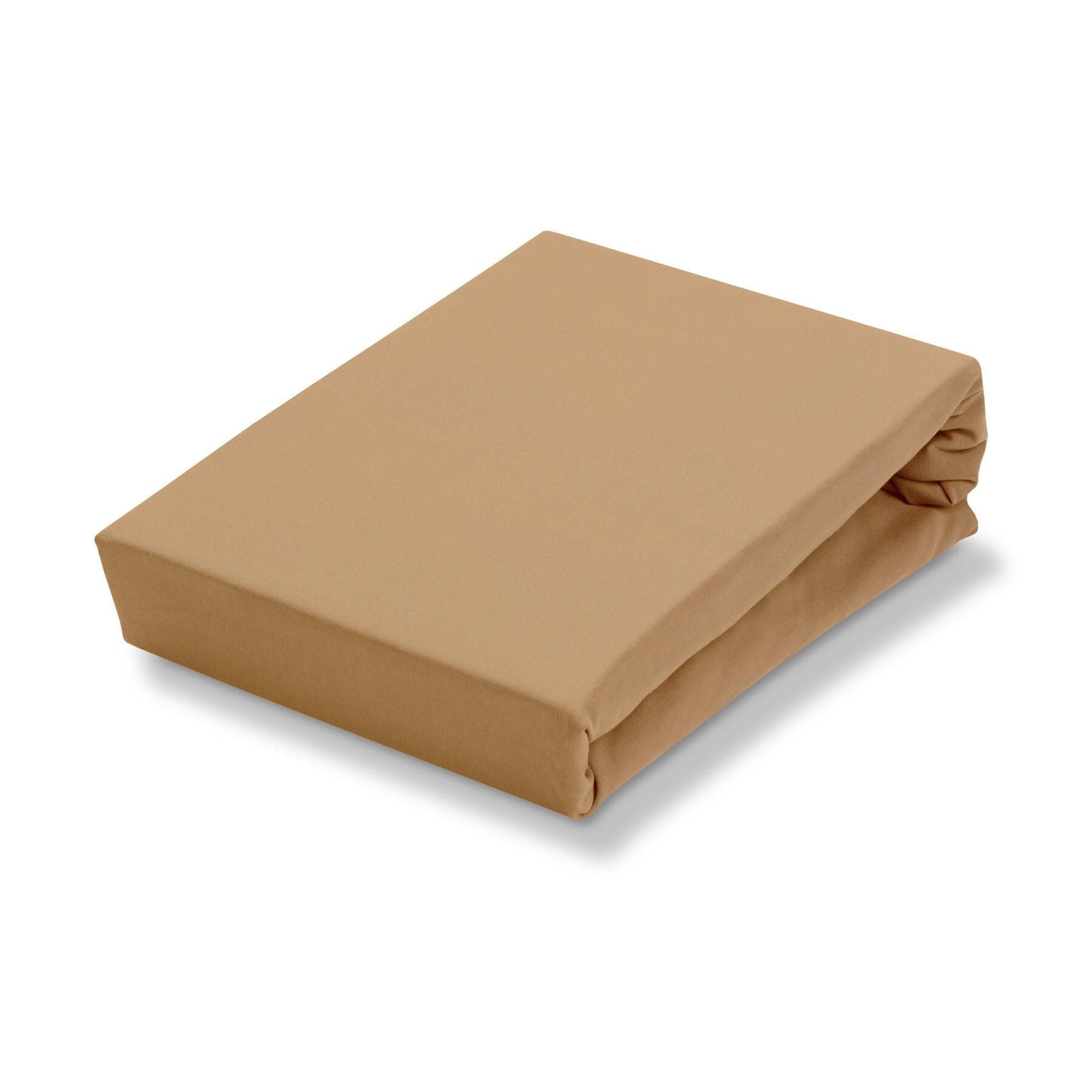 Jersey Soft Splittopper Hoeslaken Toffee | 140 cm x 220 cm | Bruin | Geel | Goud