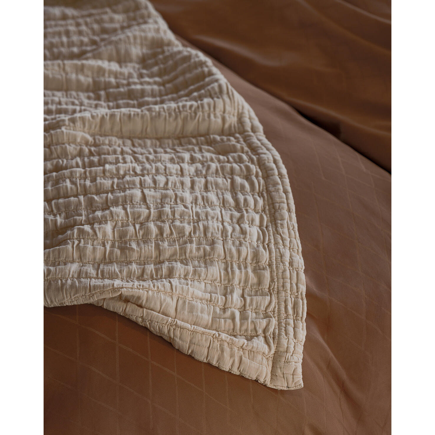 Dekbedovertrek Purity Monaco Cream Tan | Ivoor | Satijnkatoen