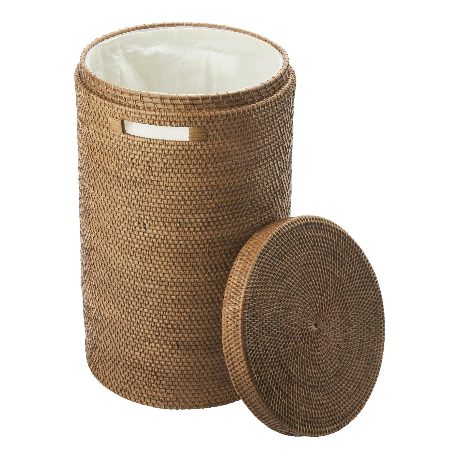Cino Wasmand Met Deksel Ginger | Bruin | Rotan