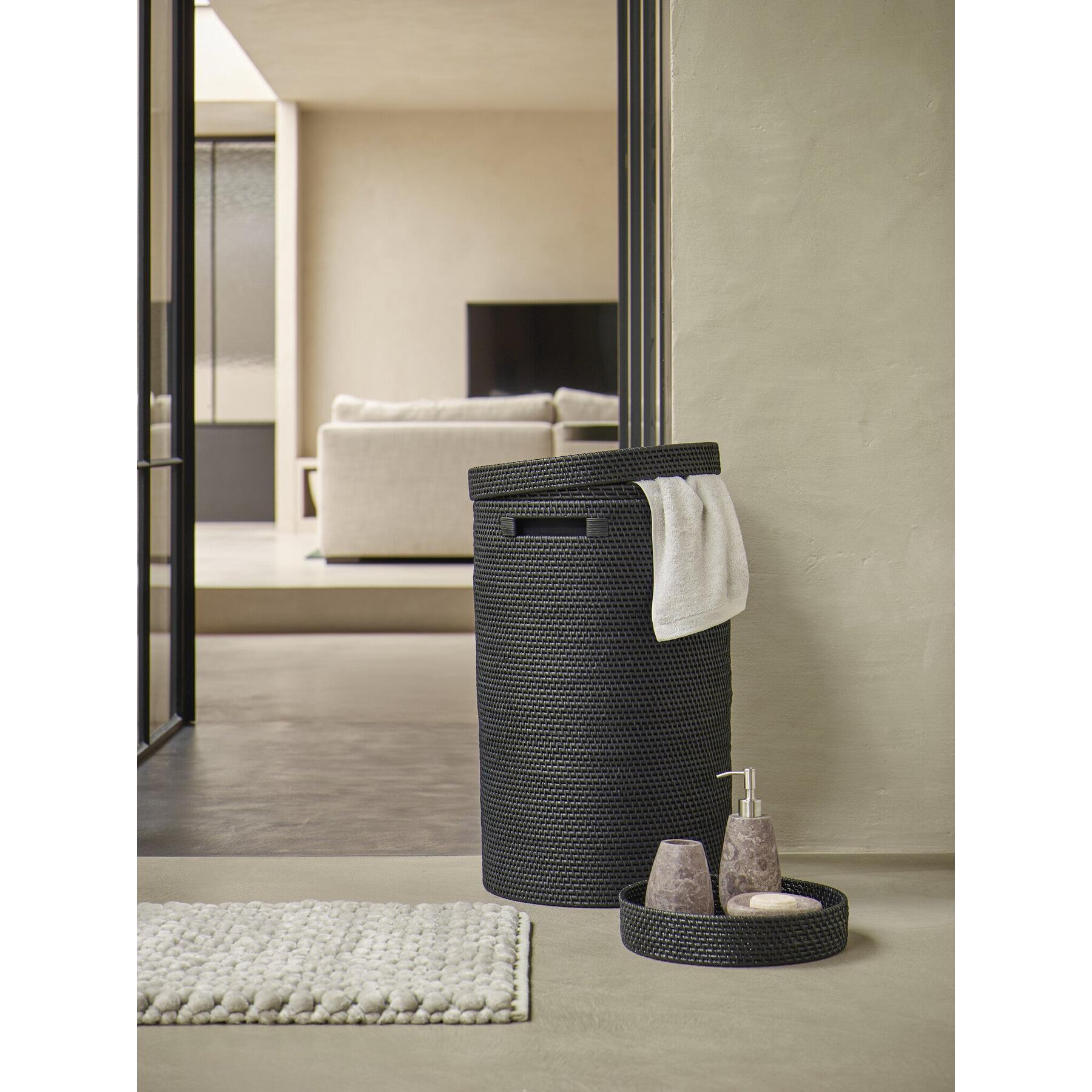 Cino Wasmand Met Deksel | Zwart | Hout