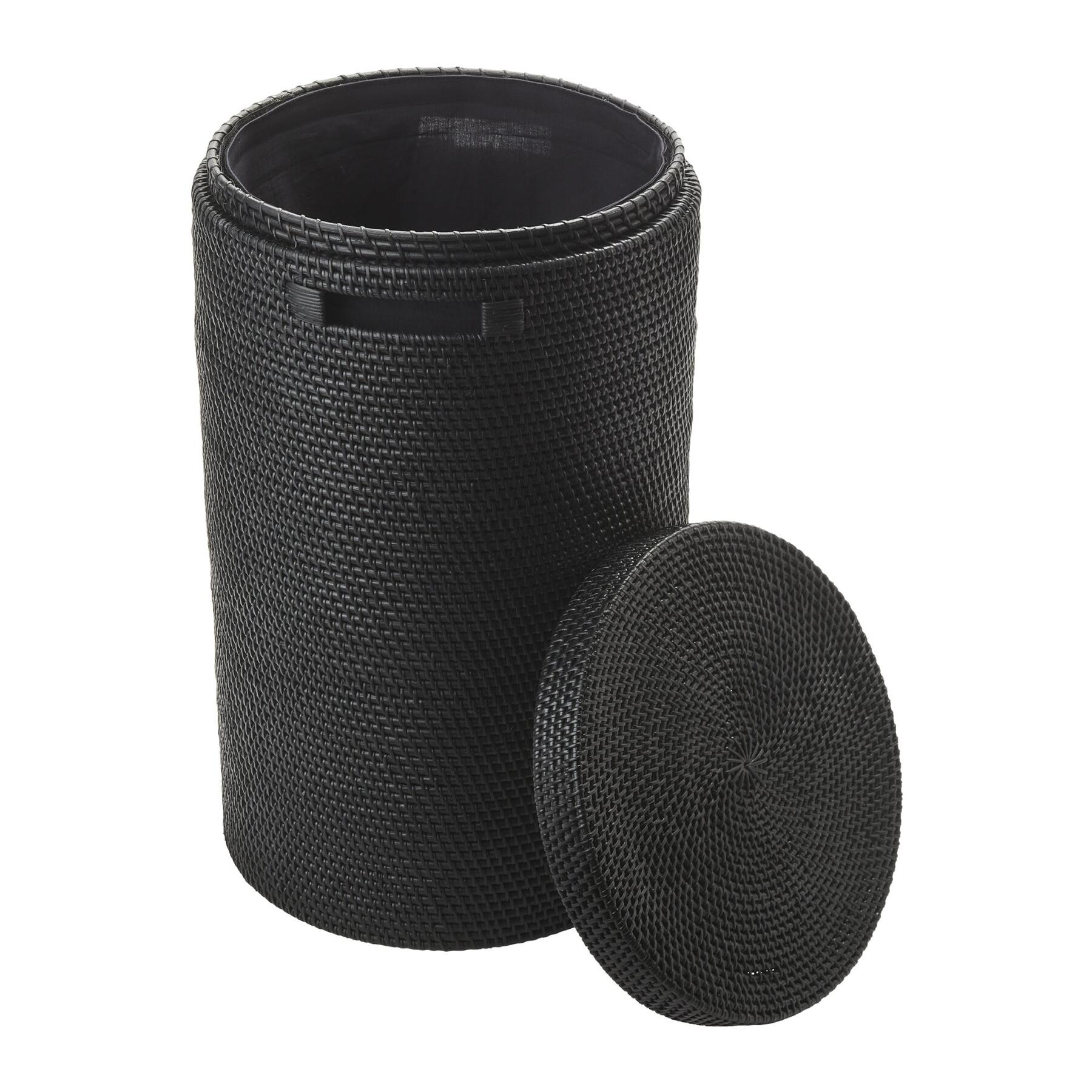 Cino Wasmand Met Deksel | Zwart | Hout