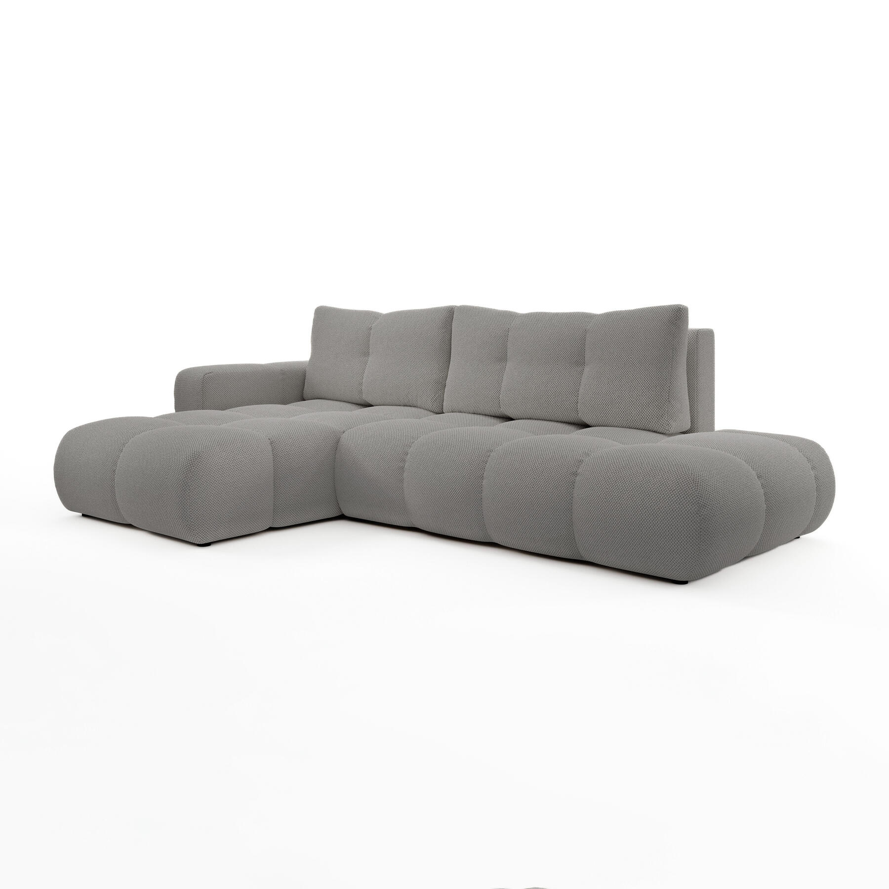 by fonQ Charme Hoekbank Links met Slaapfunctie - Chenille - Grijs