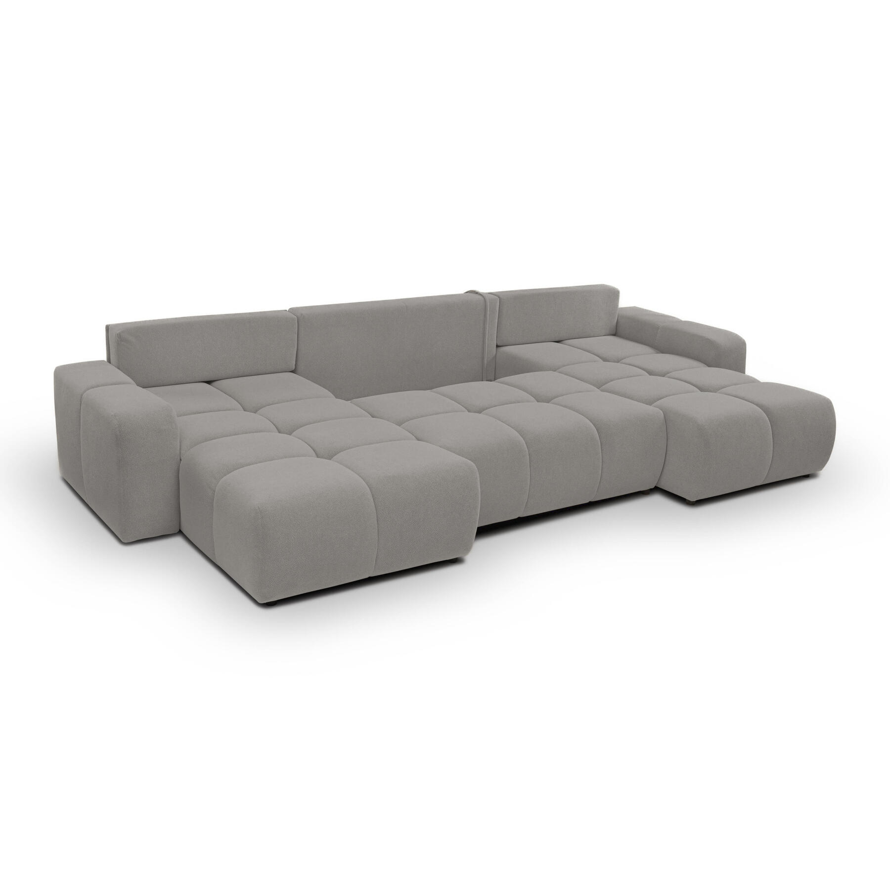 by fonQ Charme U-bank met Slaapfunctie  - Chenille - Grijs