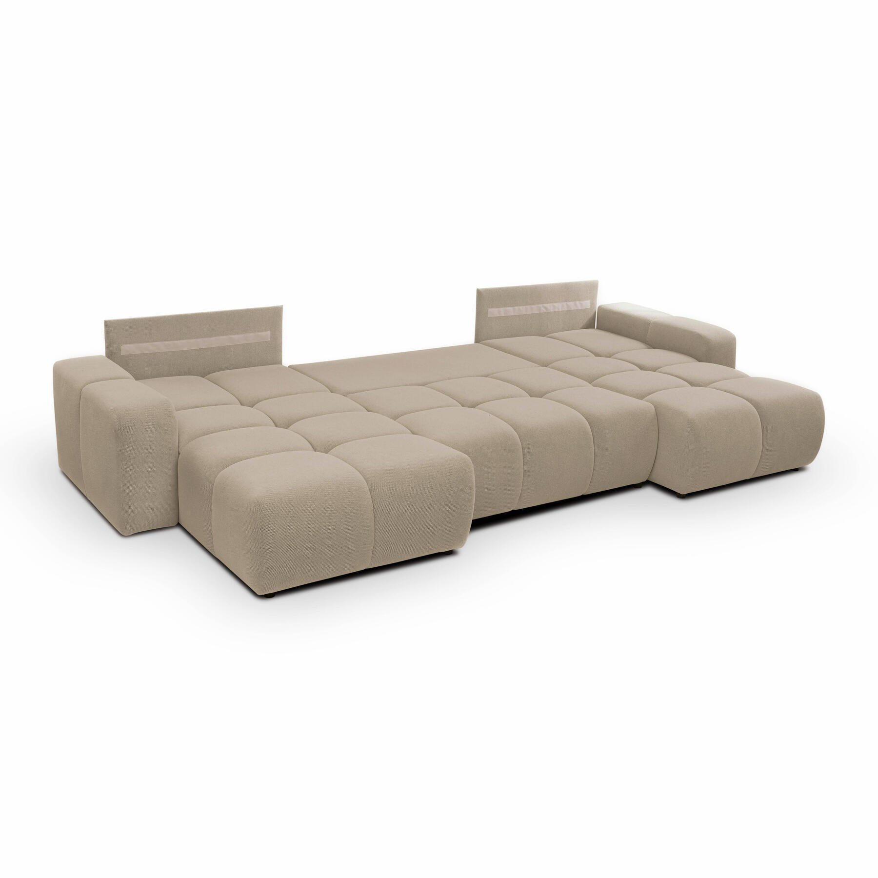 by fonQ Charme U-bank met Slaapfunctie  - Chenille - Beige