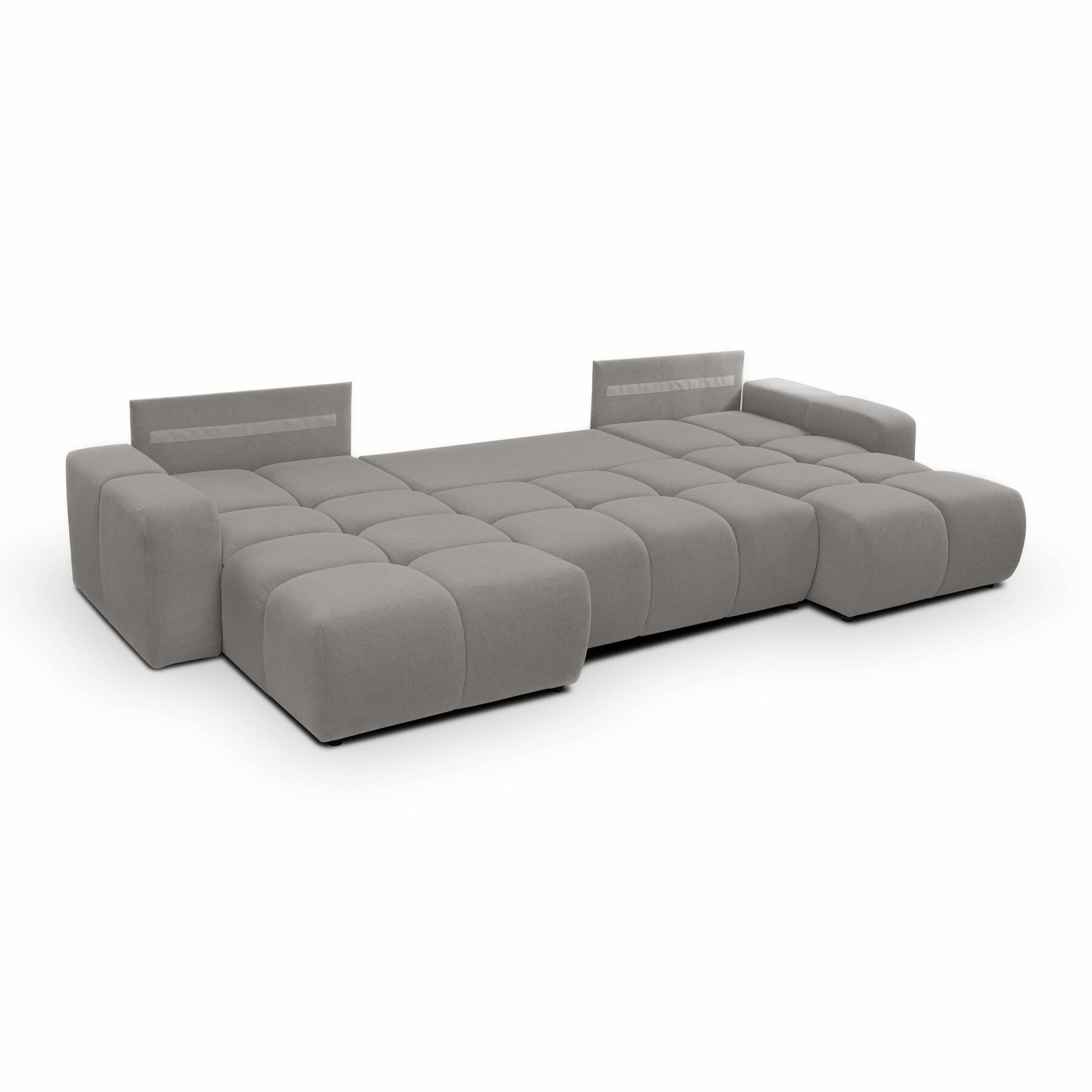 by fonQ Charme U-bank met Slaapfunctie  - Chenille - Grijs