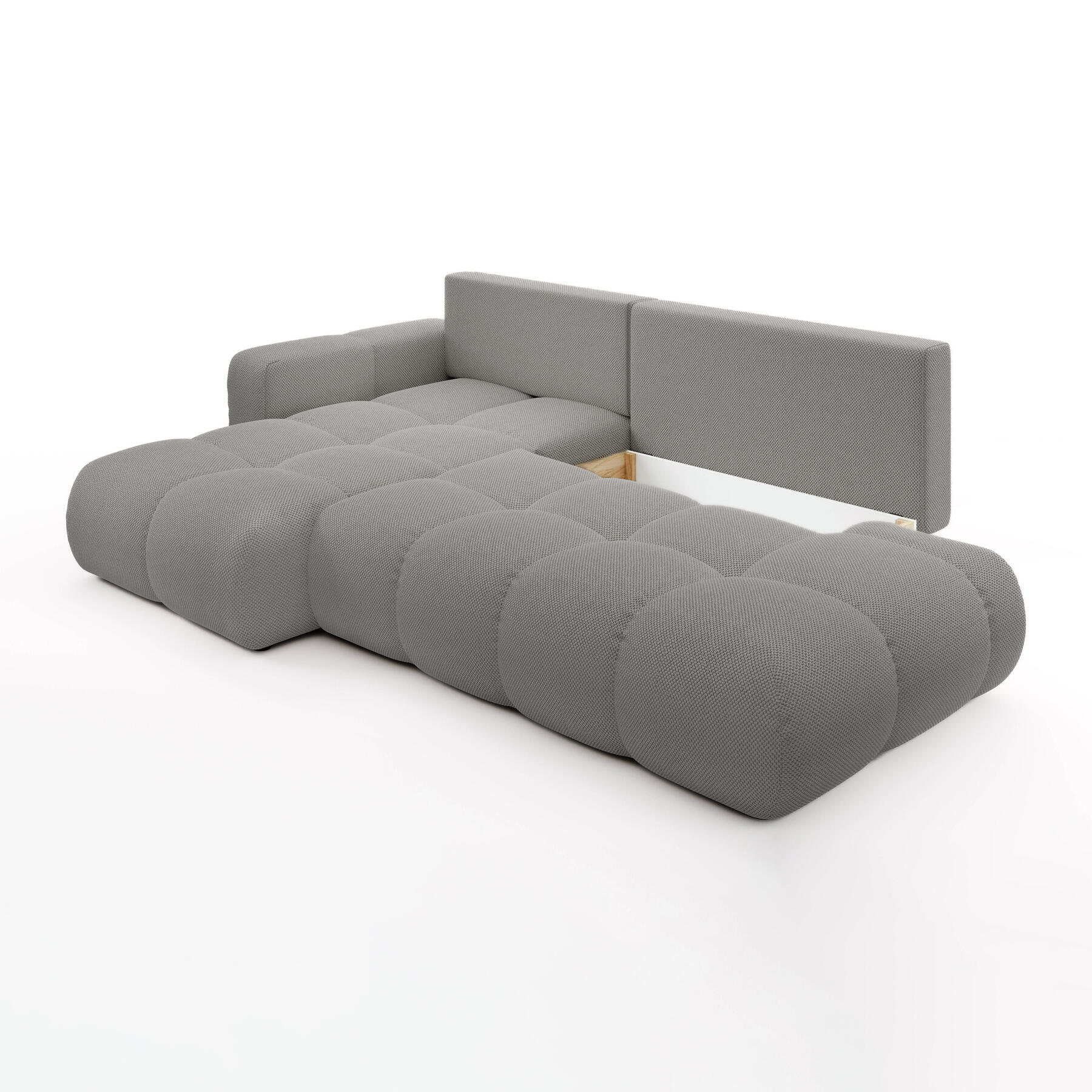 by fonQ Charme Hoekbank Links met Slaapfunctie - Chenille - Grijs