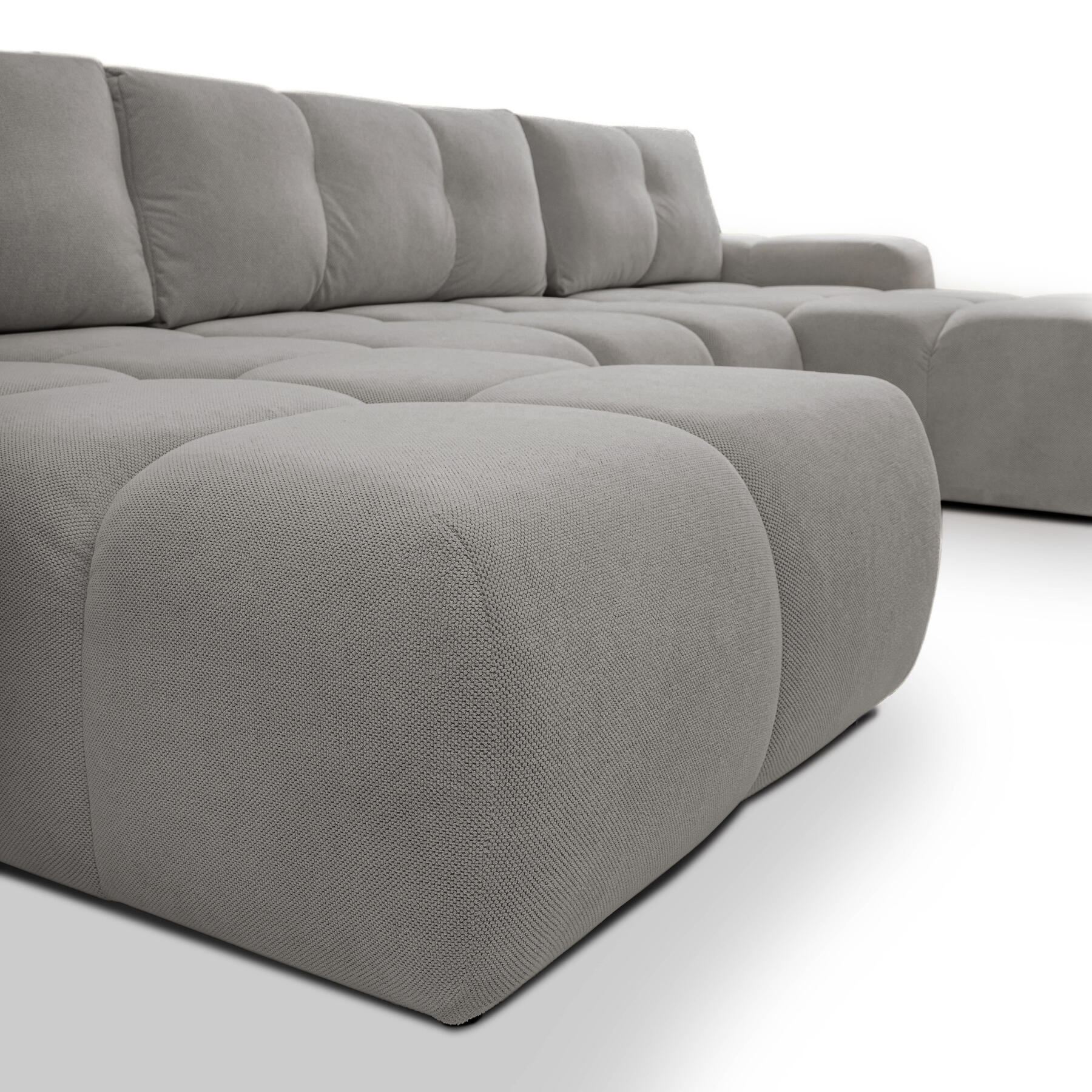 by fonQ Charme U-bank met Slaapfunctie  - Chenille - Grijs
