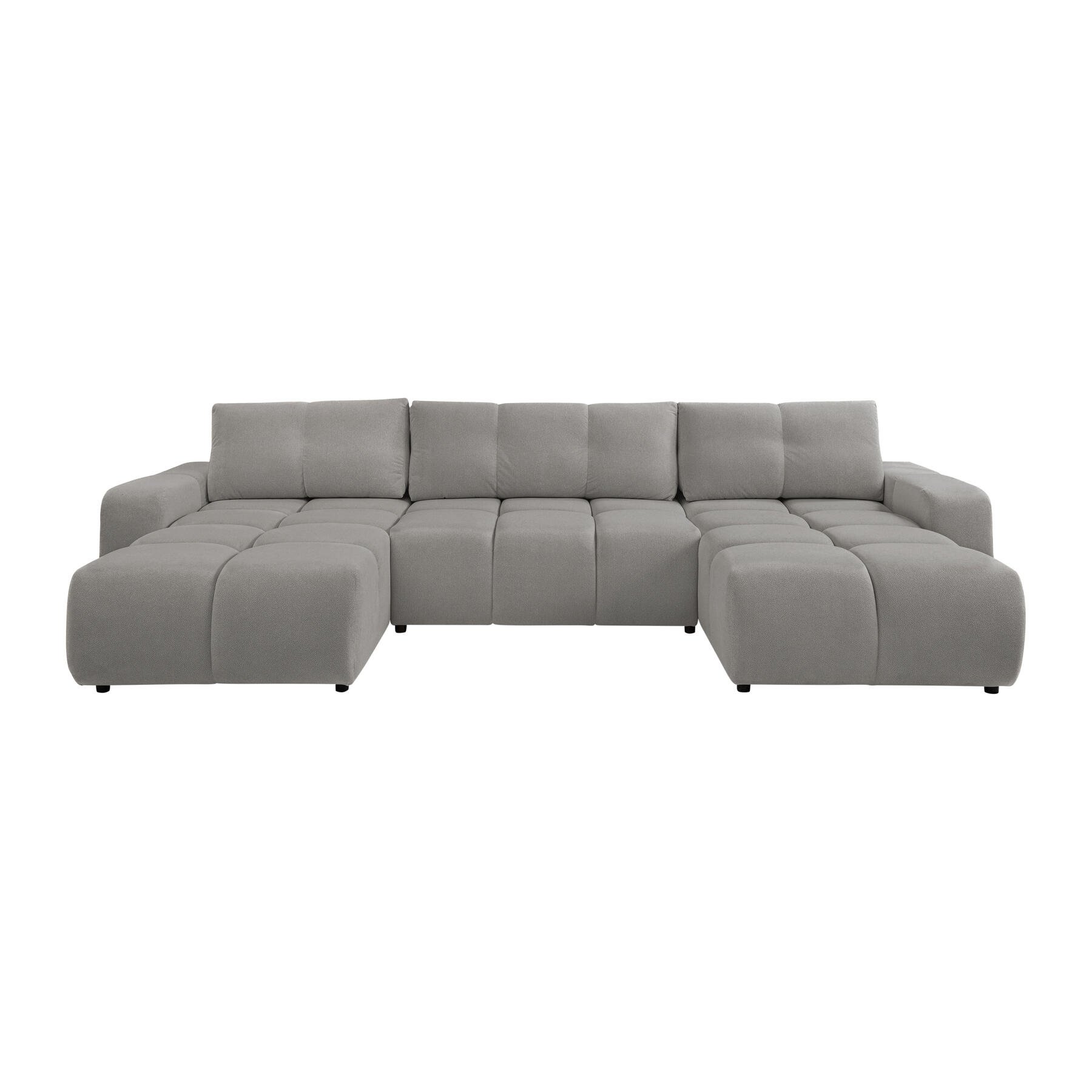 by fonQ Charme U-bank met Slaapfunctie  - Chenille - Grijs