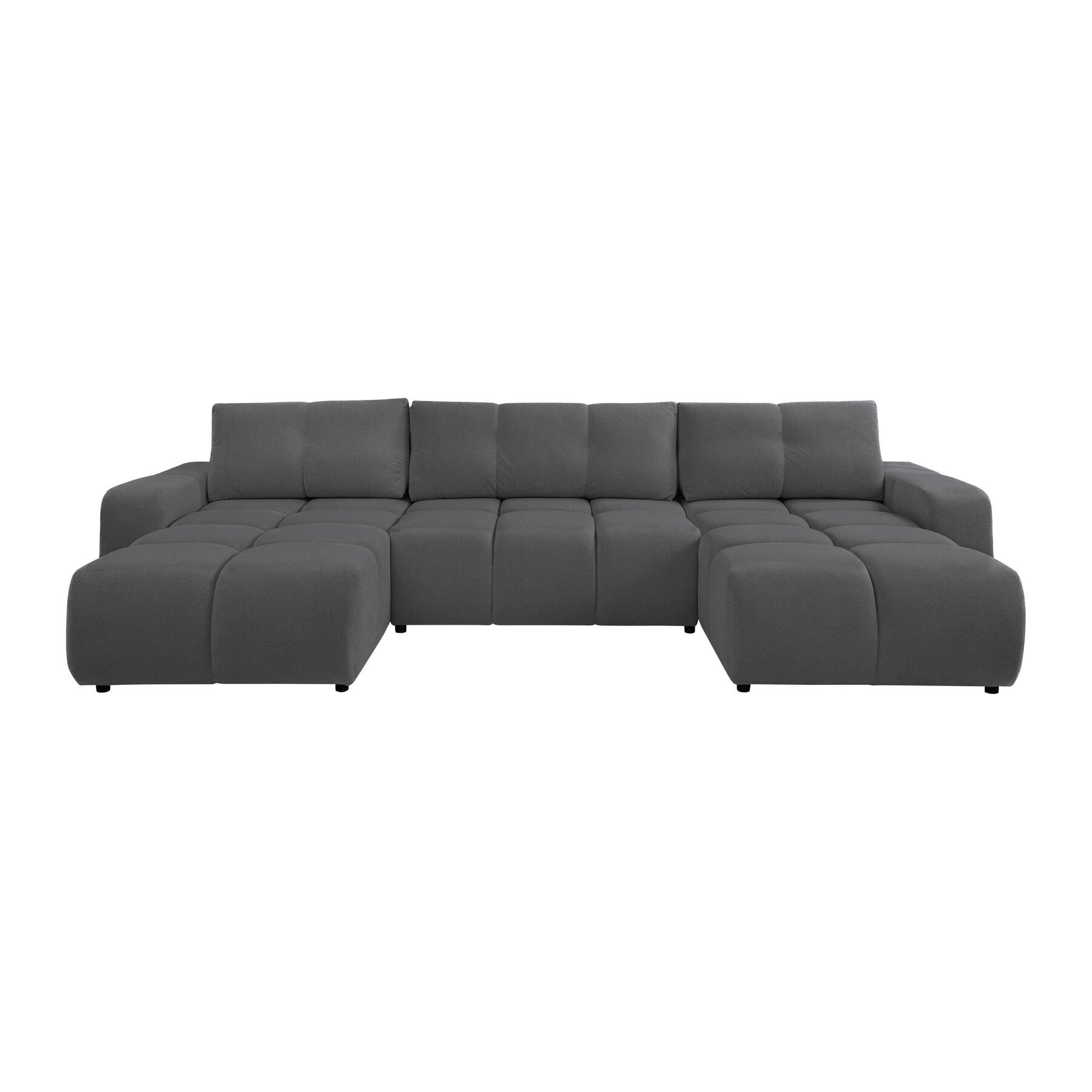 by fonQ Charme U-bank met Slaapfunctie  - Chenille - Antraciet