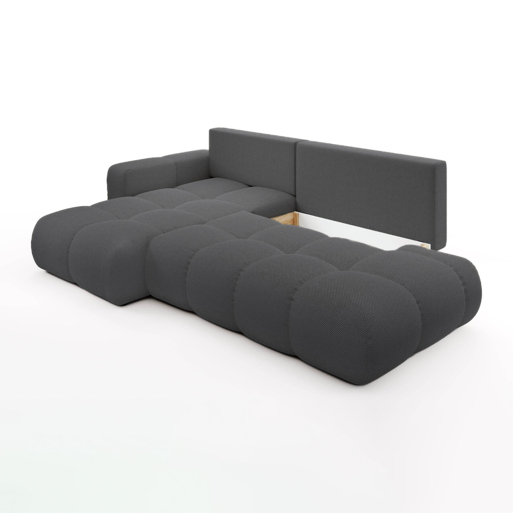 by fonQ Charme Hoekbank Links met Slaapfunctie - Chenille - Antraciet