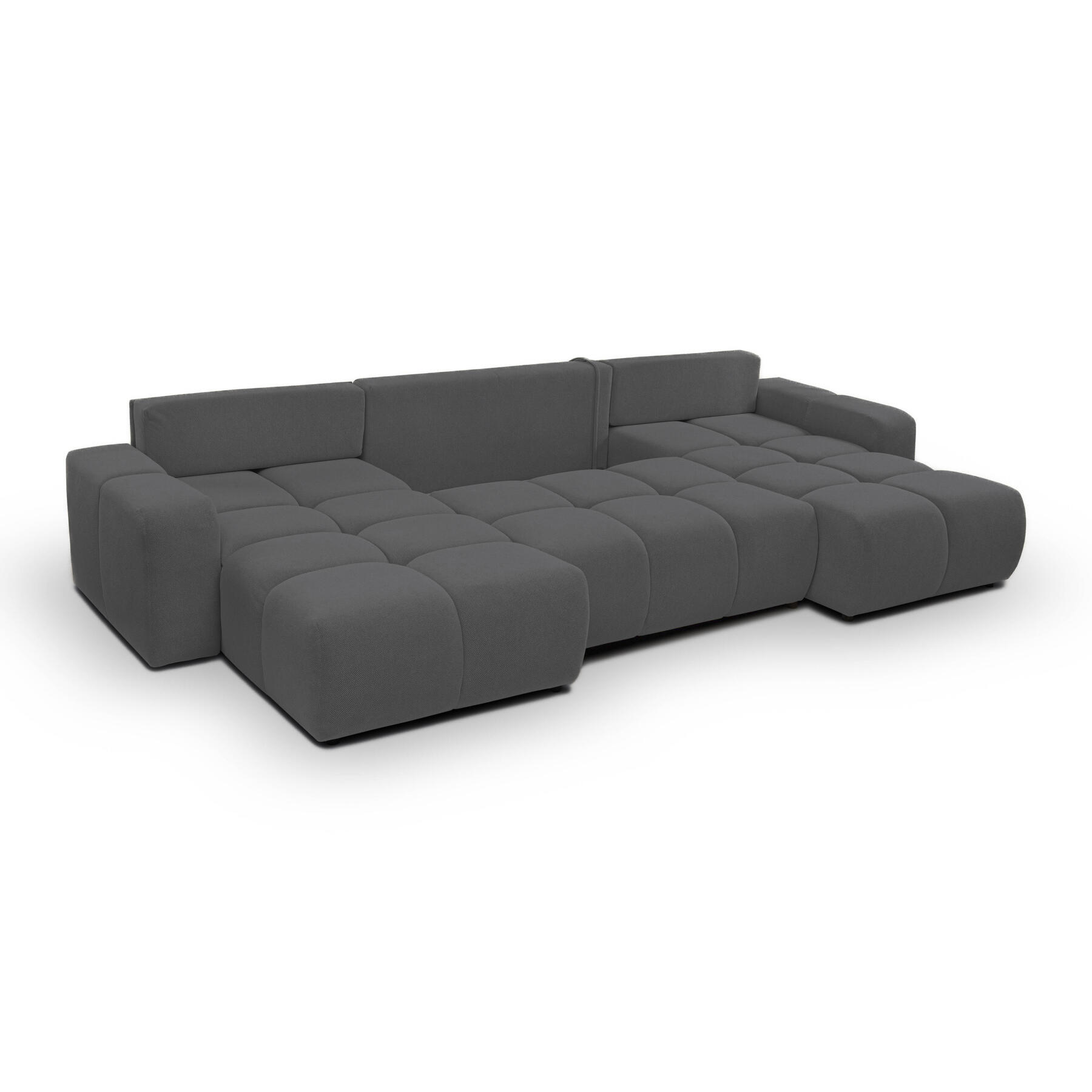 by fonQ Charme U-bank met Slaapfunctie  - Chenille - Antraciet