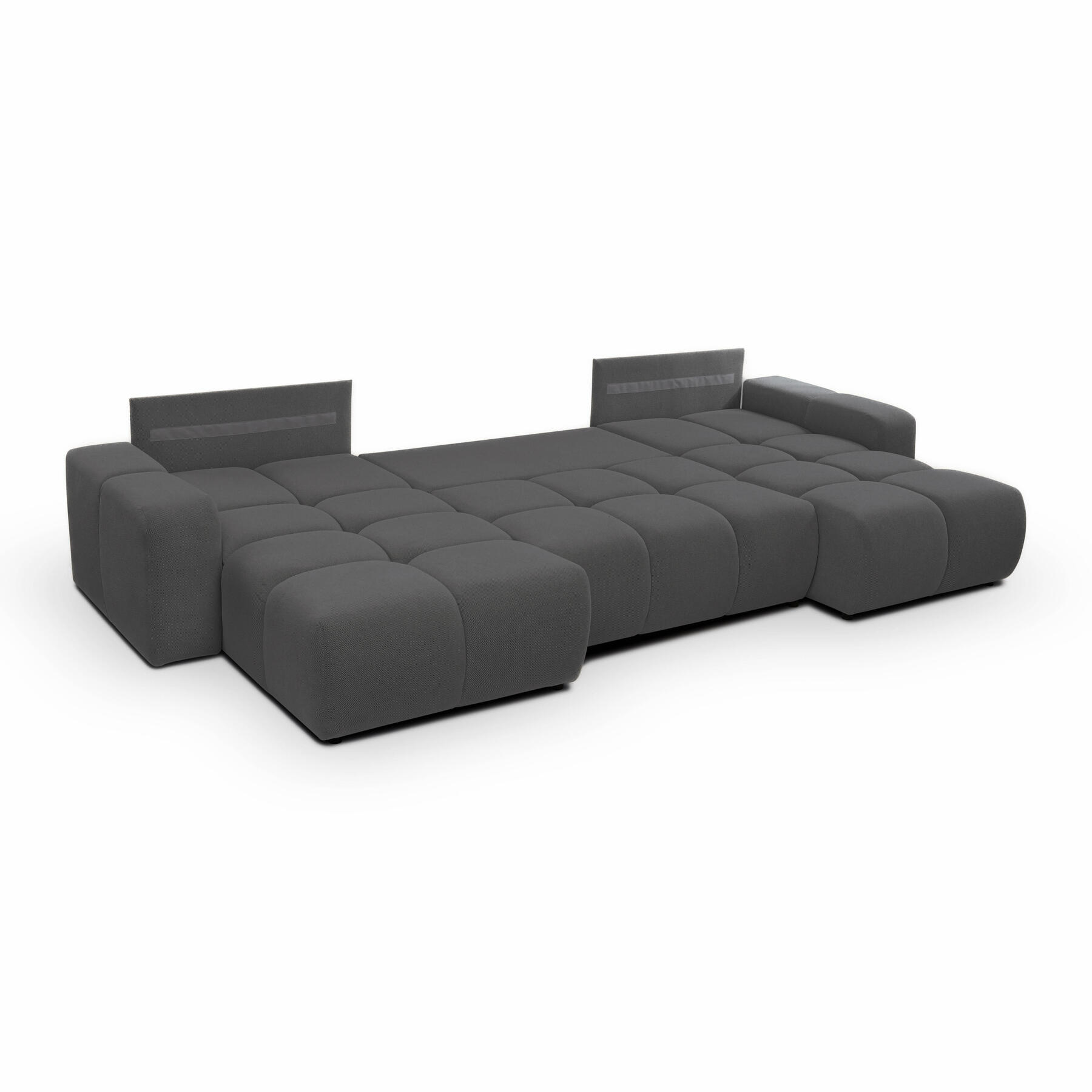 by fonQ Charme U-bank met Slaapfunctie  - Chenille - Antraciet