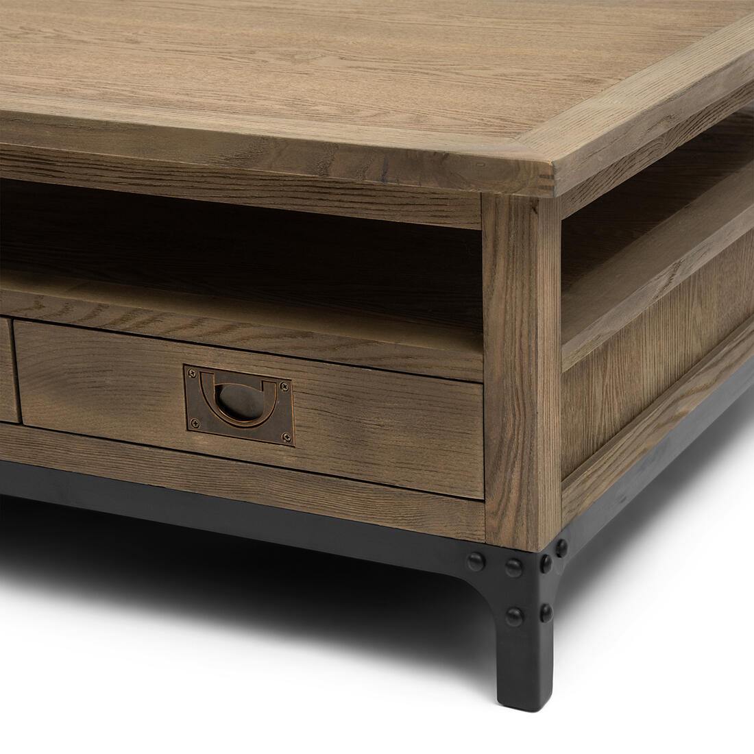 Riviera Maison Bijzettafel Bruin - The Hoxton Salontafel - Hout, ijzer