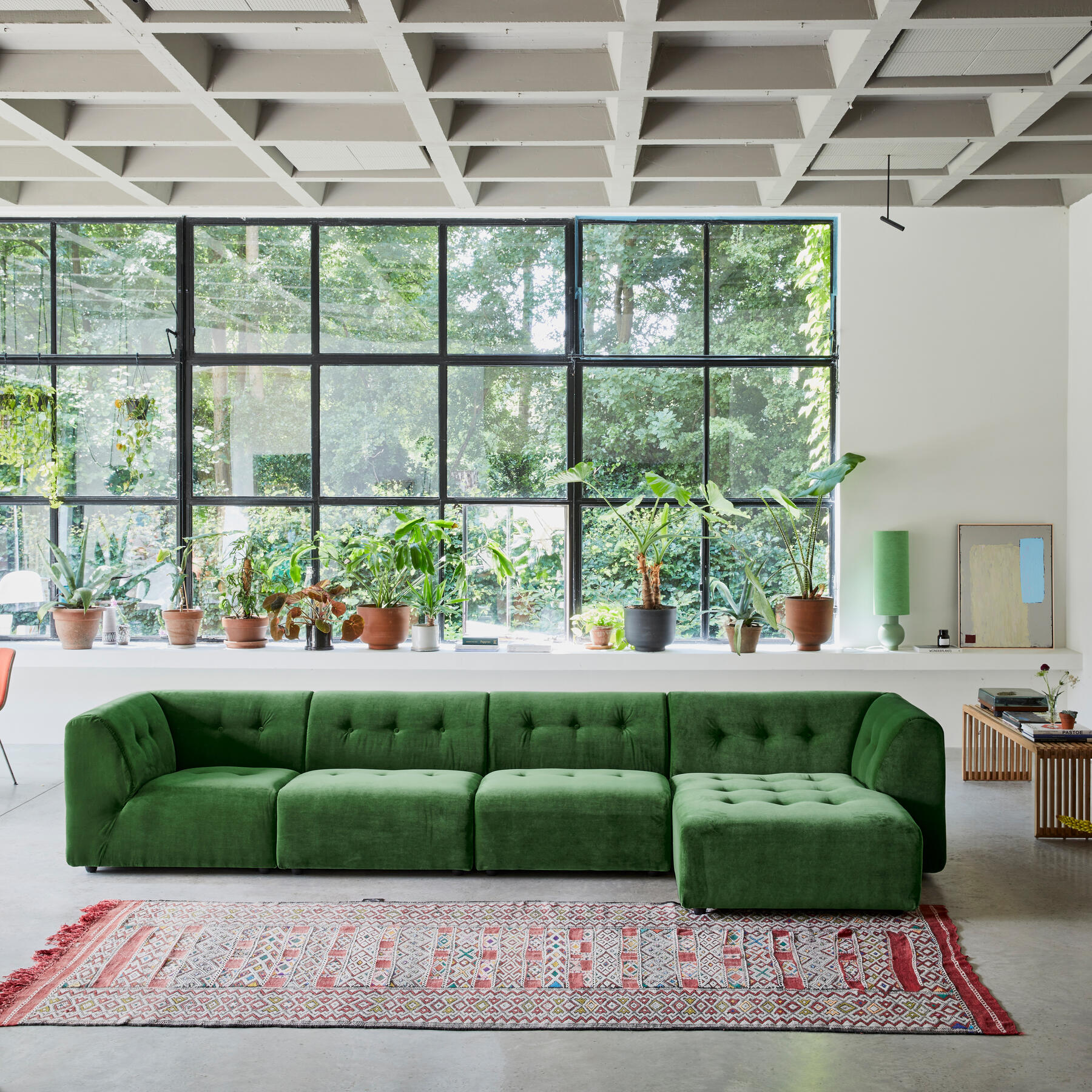 HKliving Vint Bank Element - 1,5-zitsbank Rechts - Royal Velvet - Groen