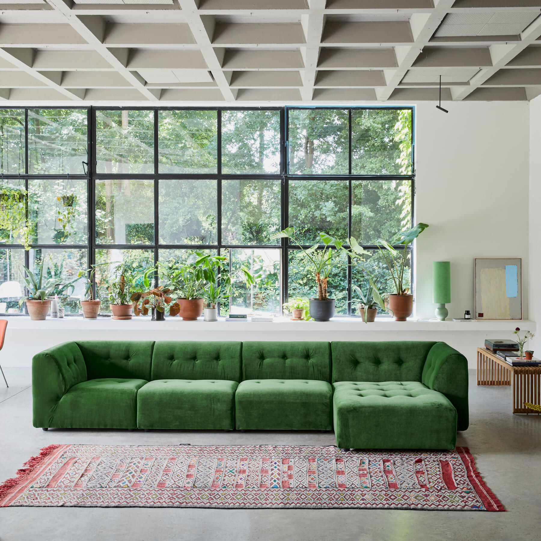 HKliving Vint Bank Element - Divan Rechts - Royal Velvet - Groen
