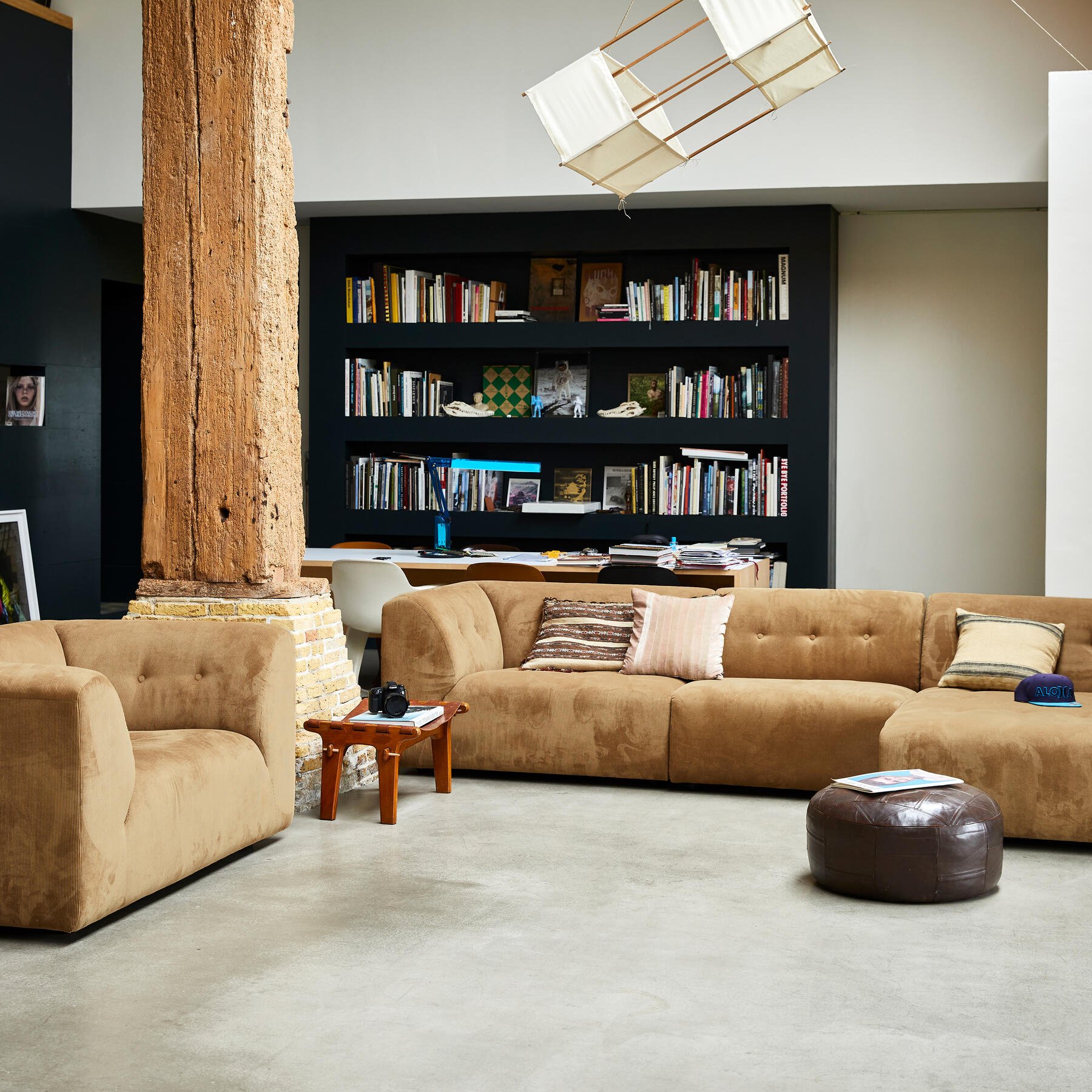 HKliving Vint Bank Element - 1,5-zitsbank Rechts - Corduroy Rib - Bruin