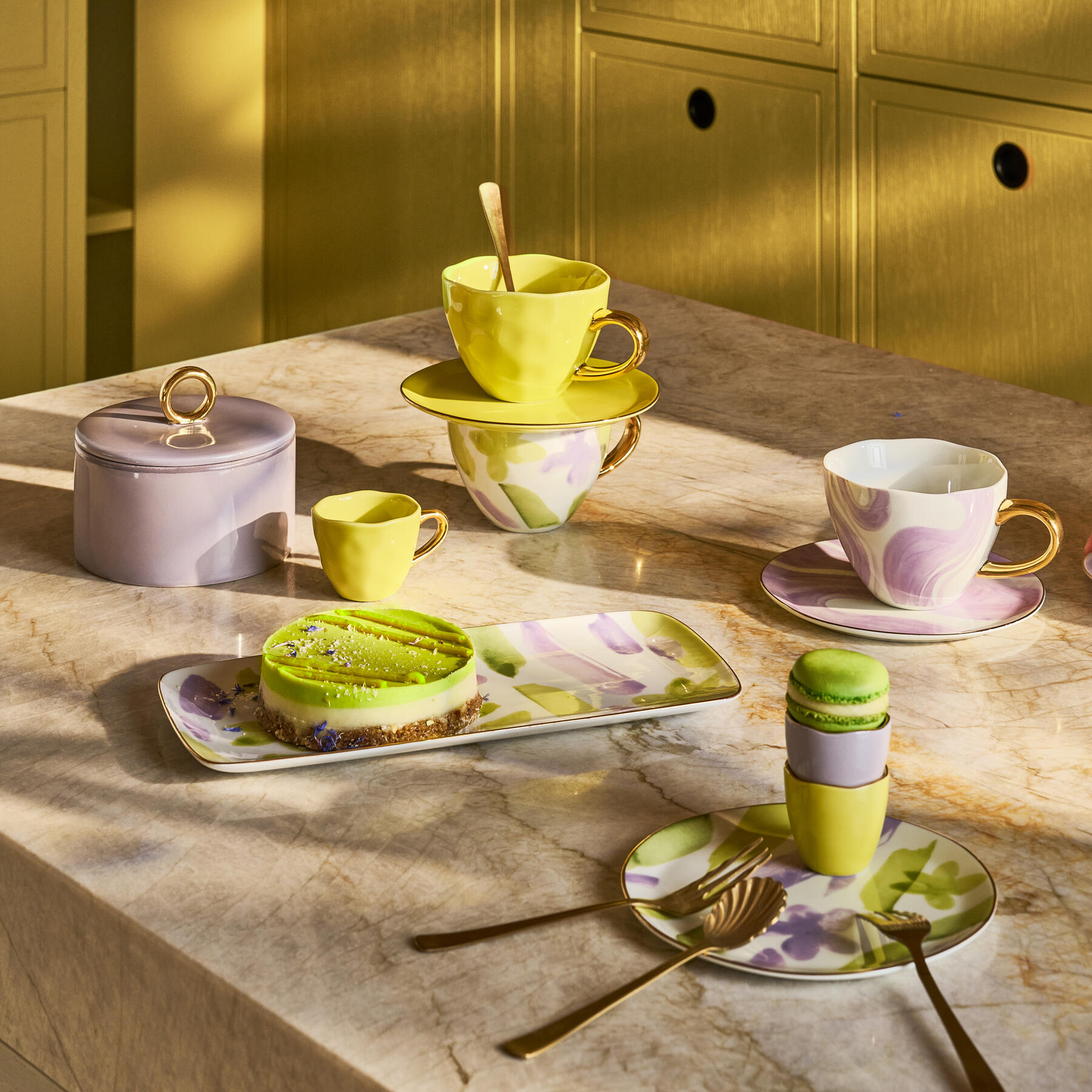  Urban Nature Culture Good Morning Kop Cappuccino/Thee en Bord Kusha – Set van 4 - In Geschenkverpakking