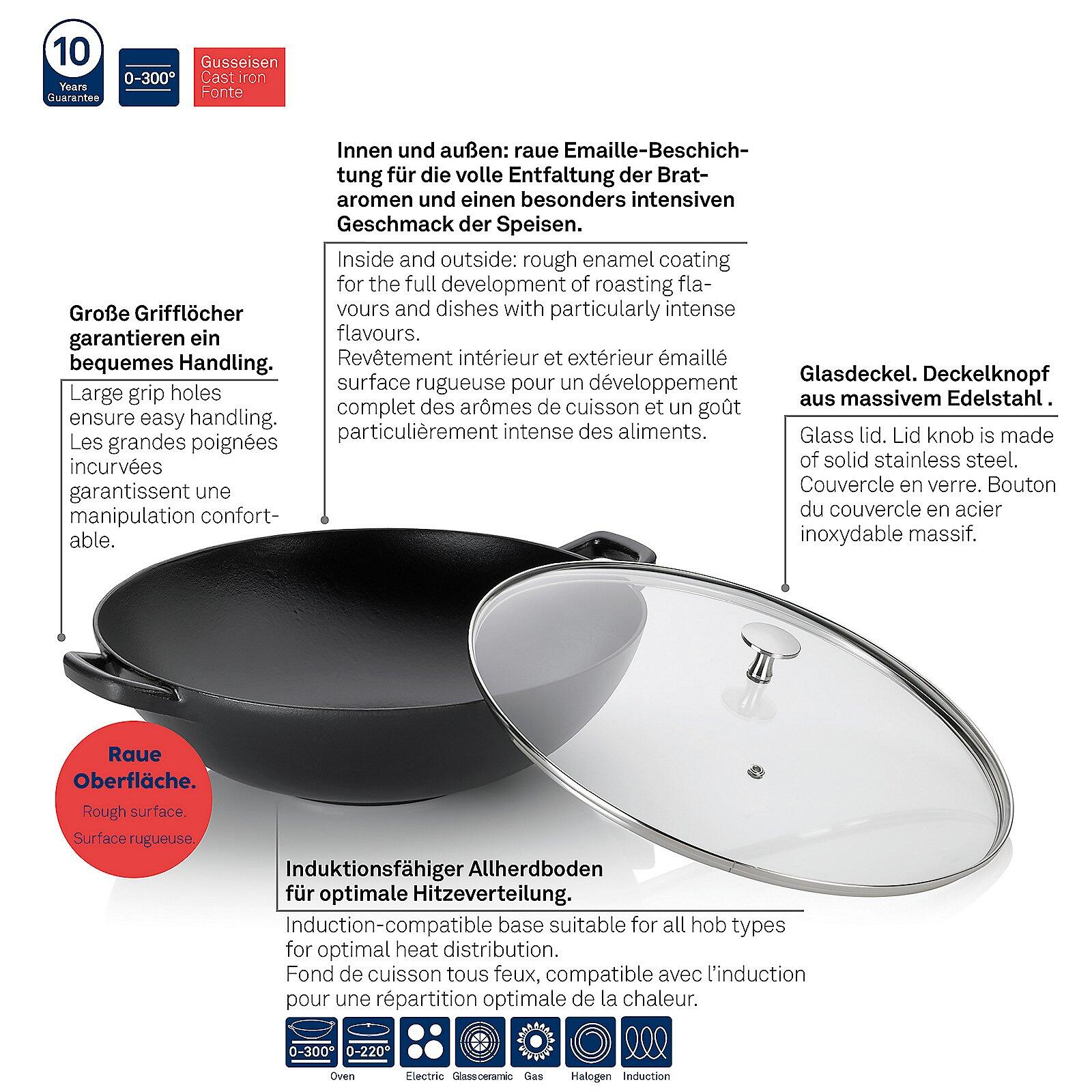 Wokpan Gietijzer Zwart, 36 cm - Kela | Calido