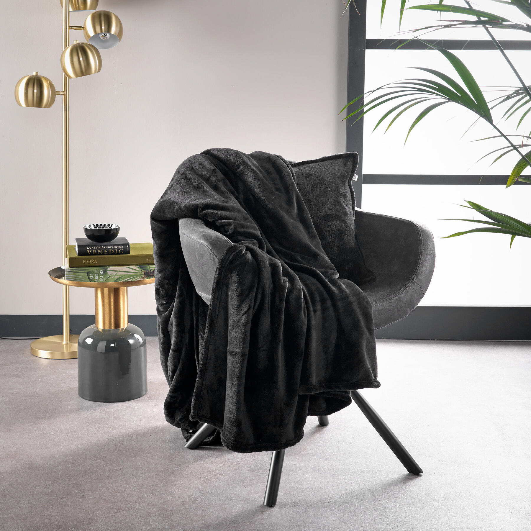 Dutch Decor - MARLEY - Plaid 150x200 cm - zachte fleece deken - zwart