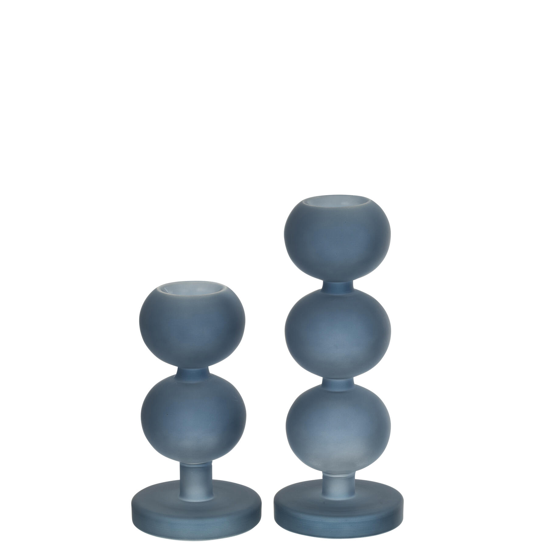 J-Line kandelaar Malik - glas - blauw - set van 2