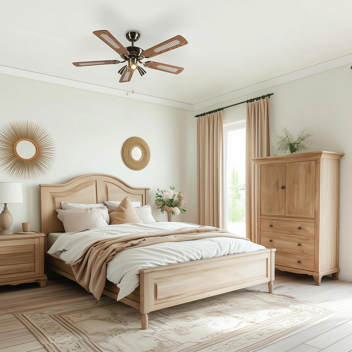 QAZQA Plafondventilator brons met hout - Mistral 42