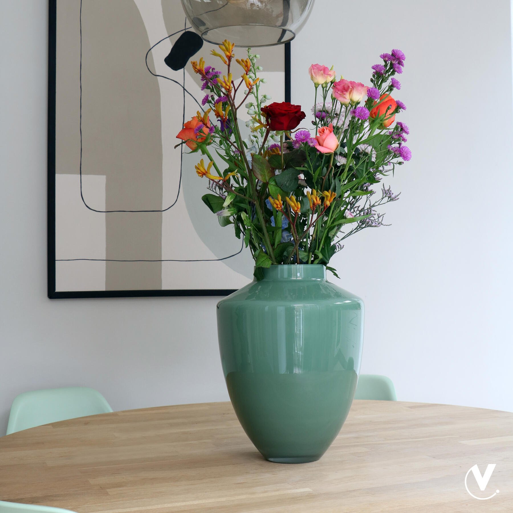 Vase The World - Tugela M pastel green Ø28 x H36 cm