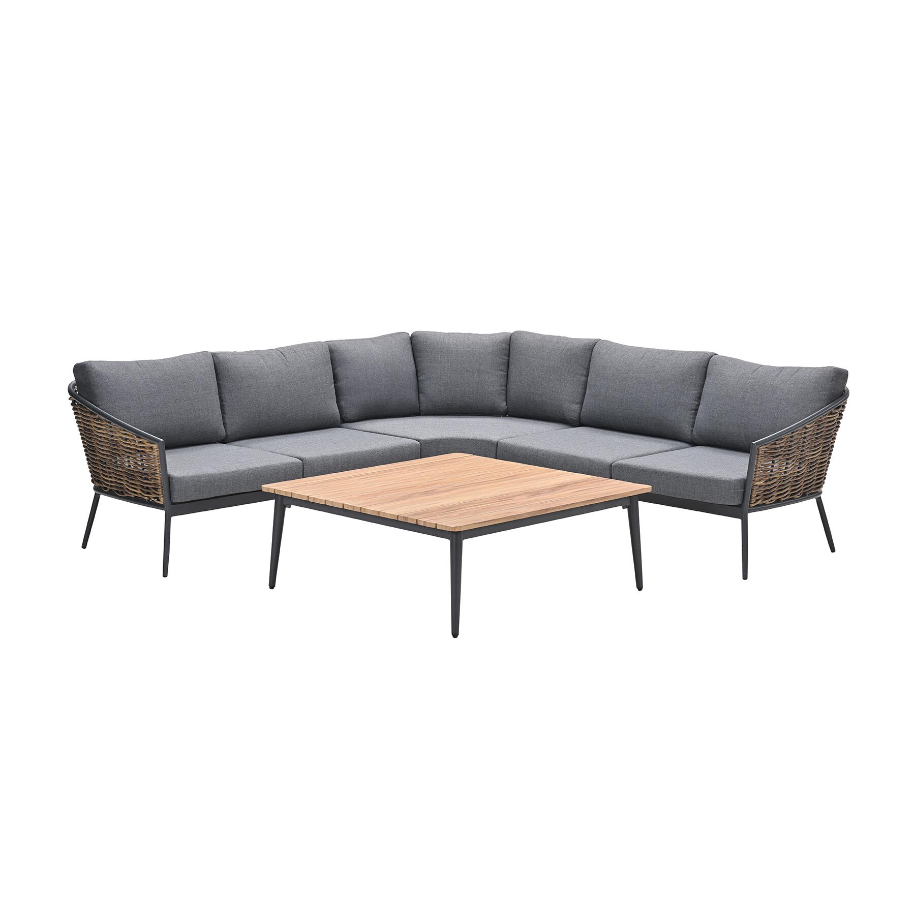 GI Bali loungeset (4-delig) - Naturel Rotan|Carbon Black