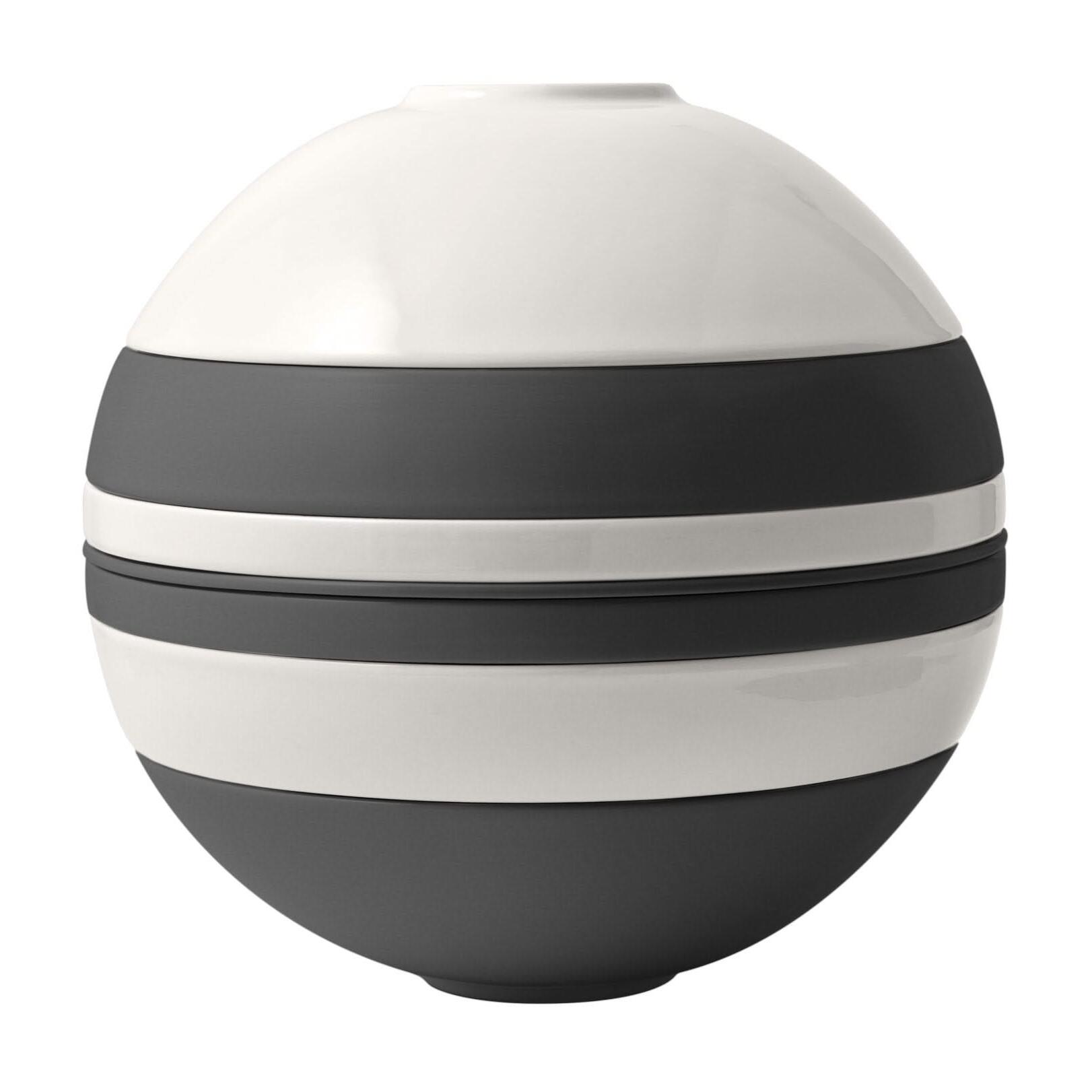Villeroy & Boch Serviesset La Boule - Zwart | Wit - 7-delig | 2 personen - 2x bol, 2x schaal, 2x universeel bord, 1x serveerschaal